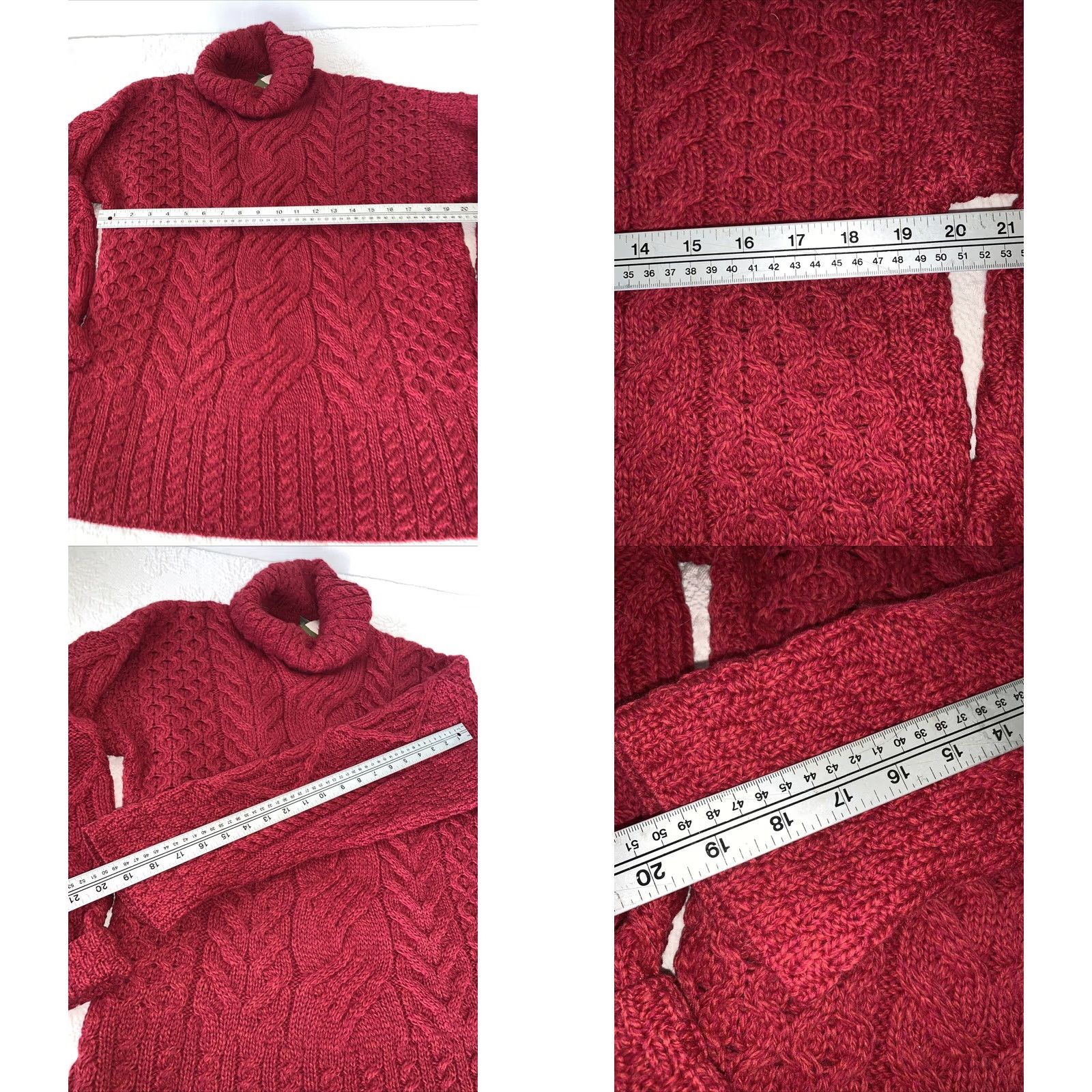Vintage Aran Woollen Mills Sweater Women's Aran Knit Red Roll Neck Pullover 2XL Cable-Knit Long Sleeve IE Connemara Green Vintage No Size XXL / US 16-18 / IT 52-54 - 8 Thumbnail