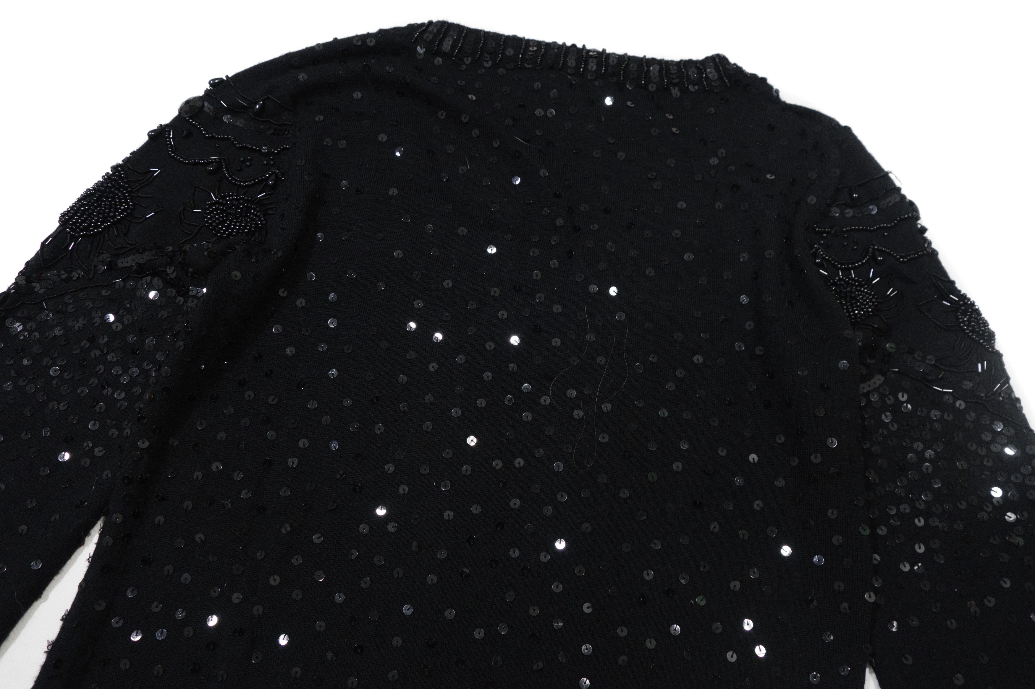 John Galliano 00s 100% Merino Wool Sequin Beaded Mini Dress Size M / US 6-8 / IT 42-44 - 4 Thumbnail