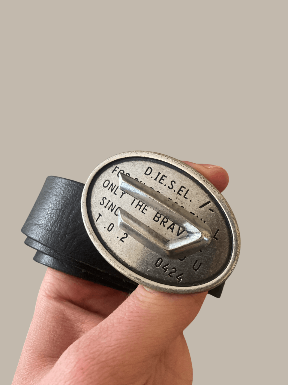 Diesel Diesel Leather Belt Vintage Oval Buckle Black Size ONE SIZE - 1 Thumbnail