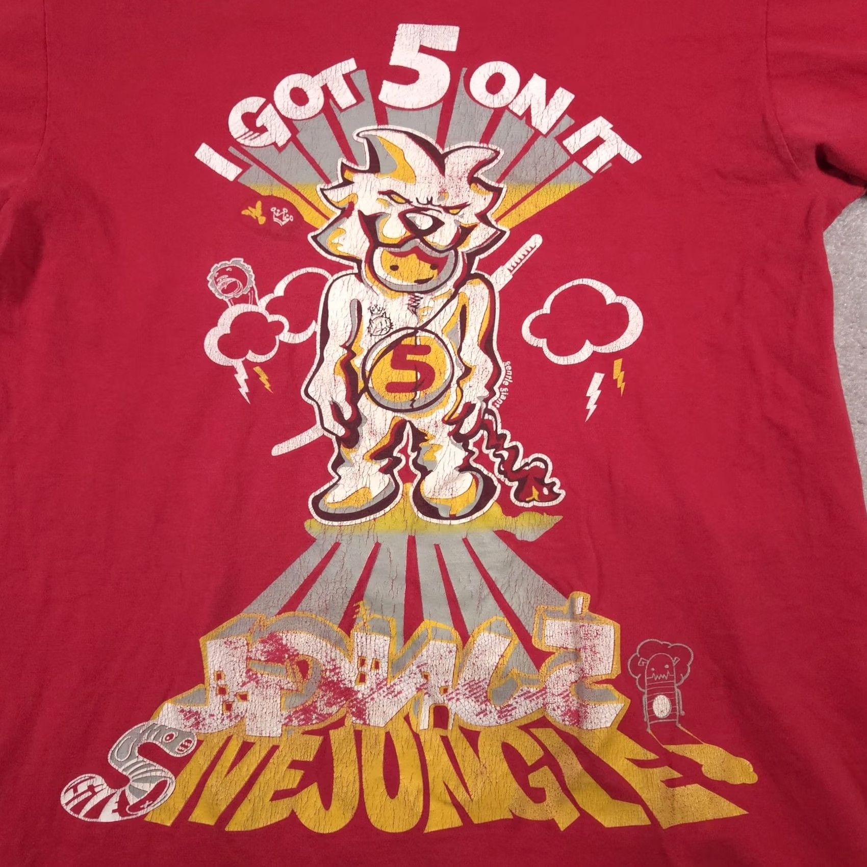 Vintage VINTAGE 5ive Jungle Shirt Mens XL Red I Got 5 On It Distressed Graphic 90s Tee Size US XL / EU 56 / 4 - 4 Thumbnail
