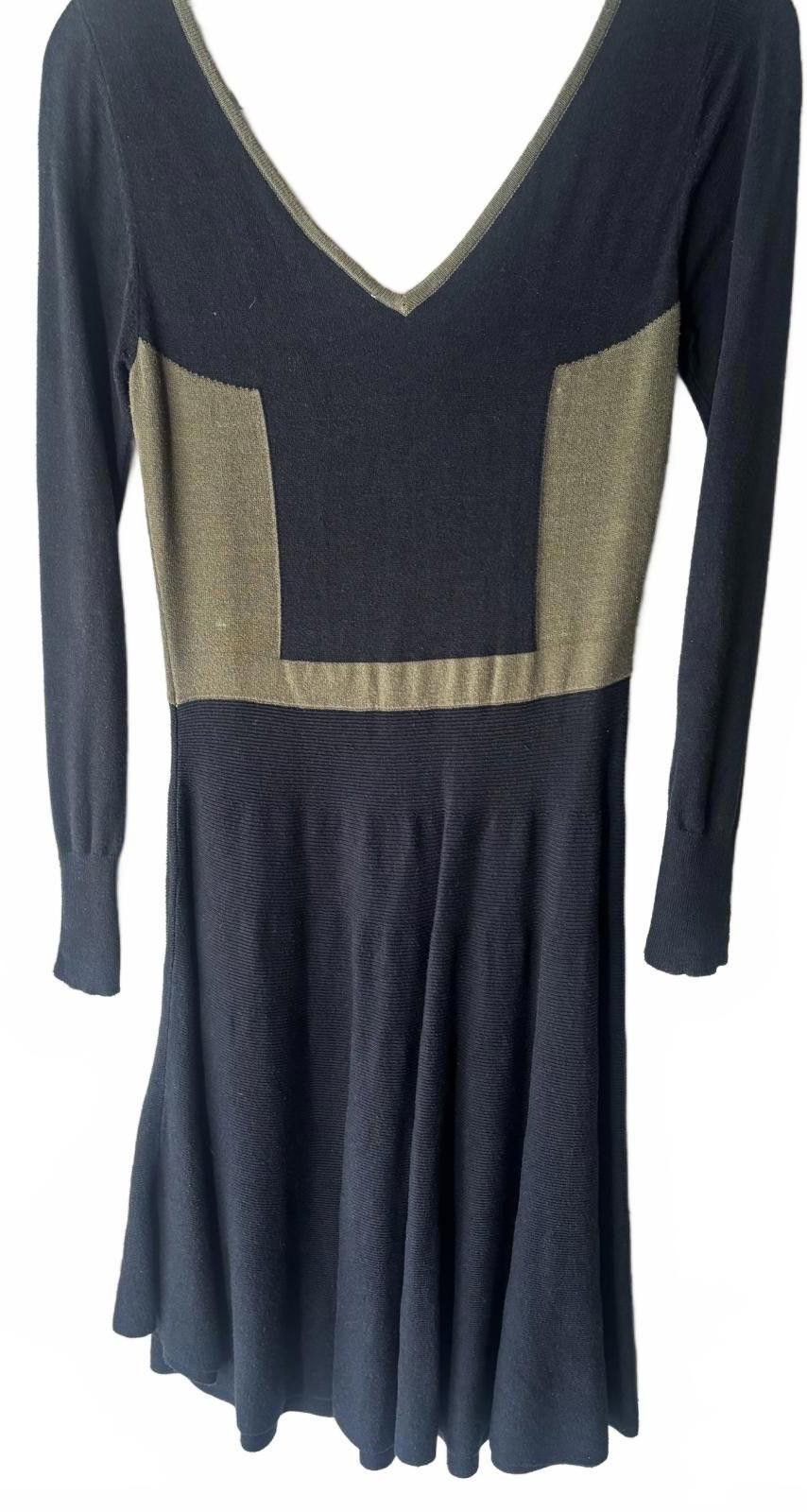 Other Romeo & Juliet Couture Long Sleeve Black & Olive Knit Dress Size S / US 4 / IT 40 - 7 Thumbnail