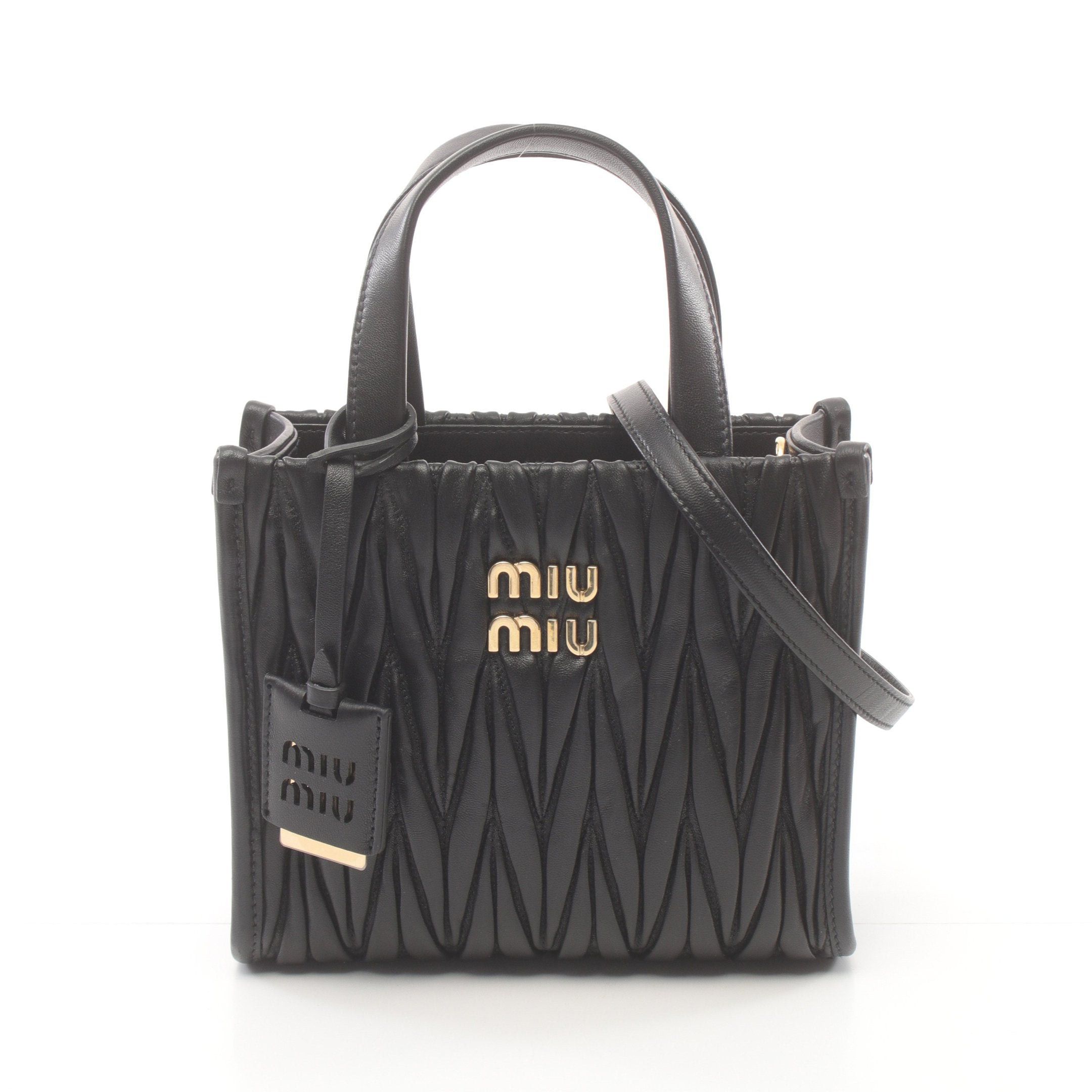 Miu Miu Miu Miu Matelasse Handbag Leather Black Size ONE SIZE - 1 Thumbnail