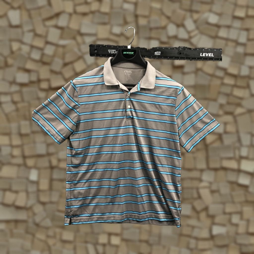 Chaps Chaps Polo Shirt Mens XL Gray Textured Striped - Polo, 2 Button, Collared, Pullover, Logo, Regular Fit Size US XL / EU 56 / 4 - 1 Thumbnail