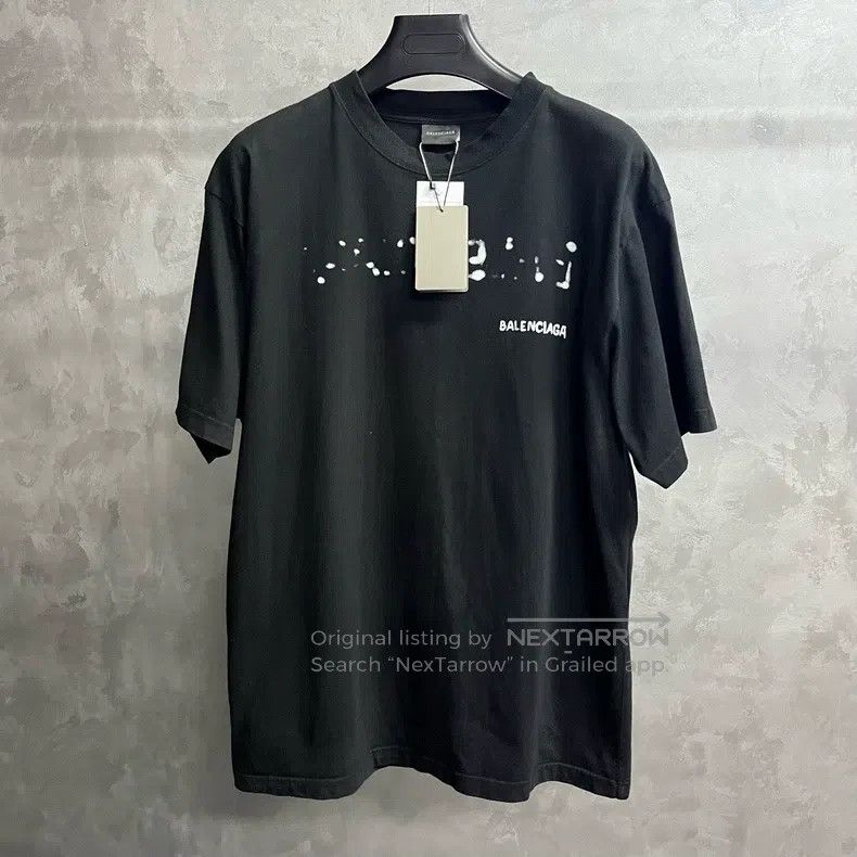 Balenciaga Balenciaga Black logo print flat knit short sleeve drop sh Size US XS / EU 42 / 0 - 1 Thumbnail