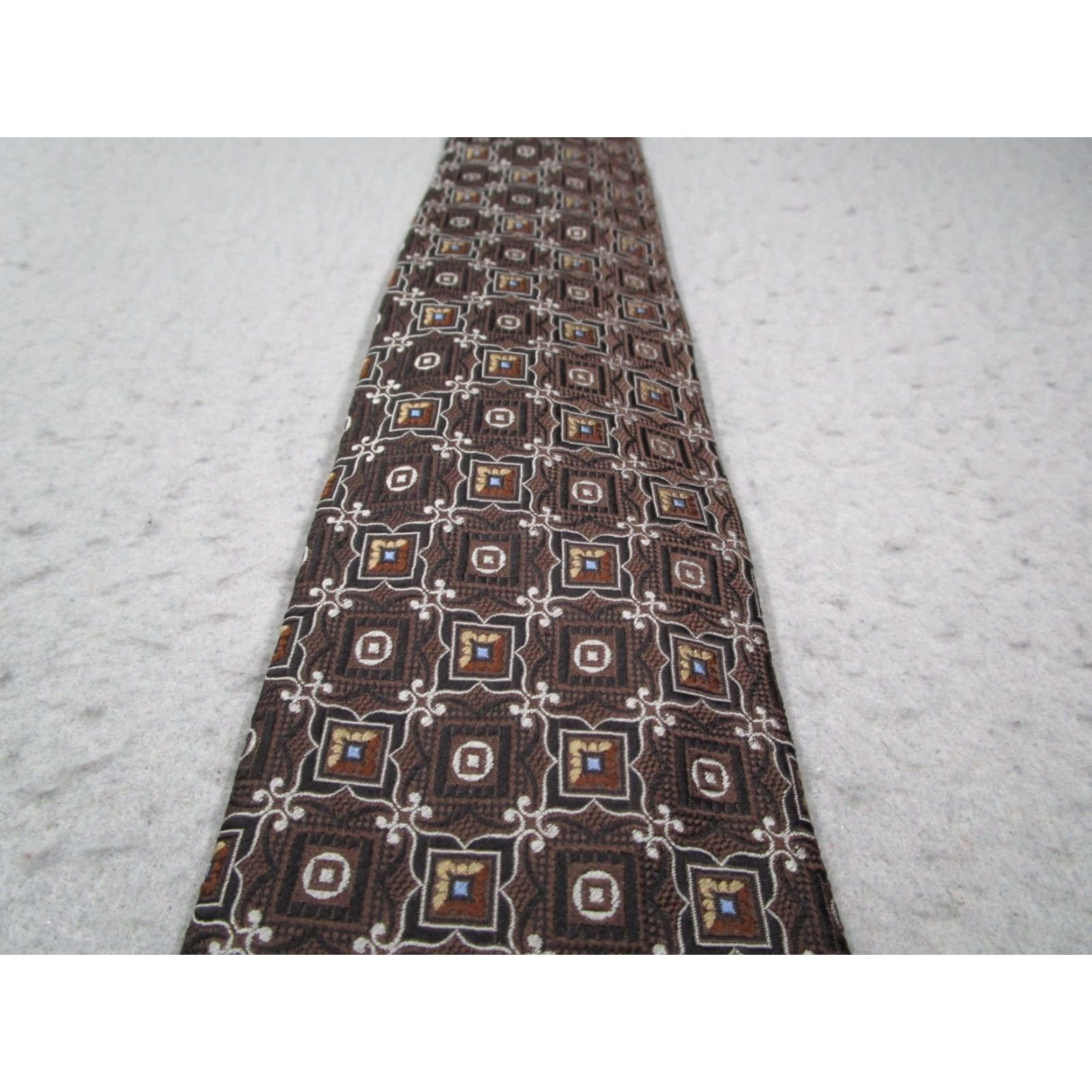 Canali Canali Neck Tie Mens One Size Brown Silk Designer Luxury Abstract Geometric Made in Italy Size ONE SIZE - 2 Thumbnail