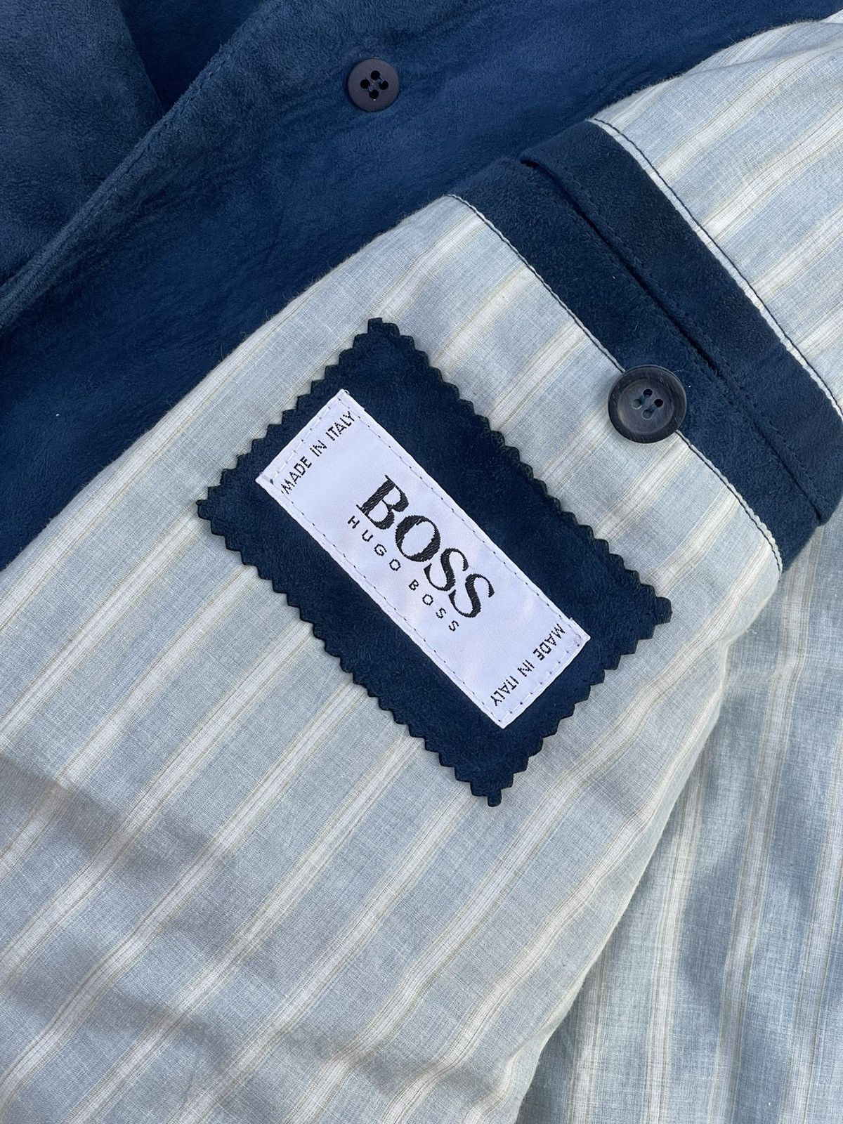 Hugo Boss × Vintage 90’s Boss Luxury navy suede bomber jacket vintage leather Size US L / EU 52-54 / 3 - 14 Thumbnail