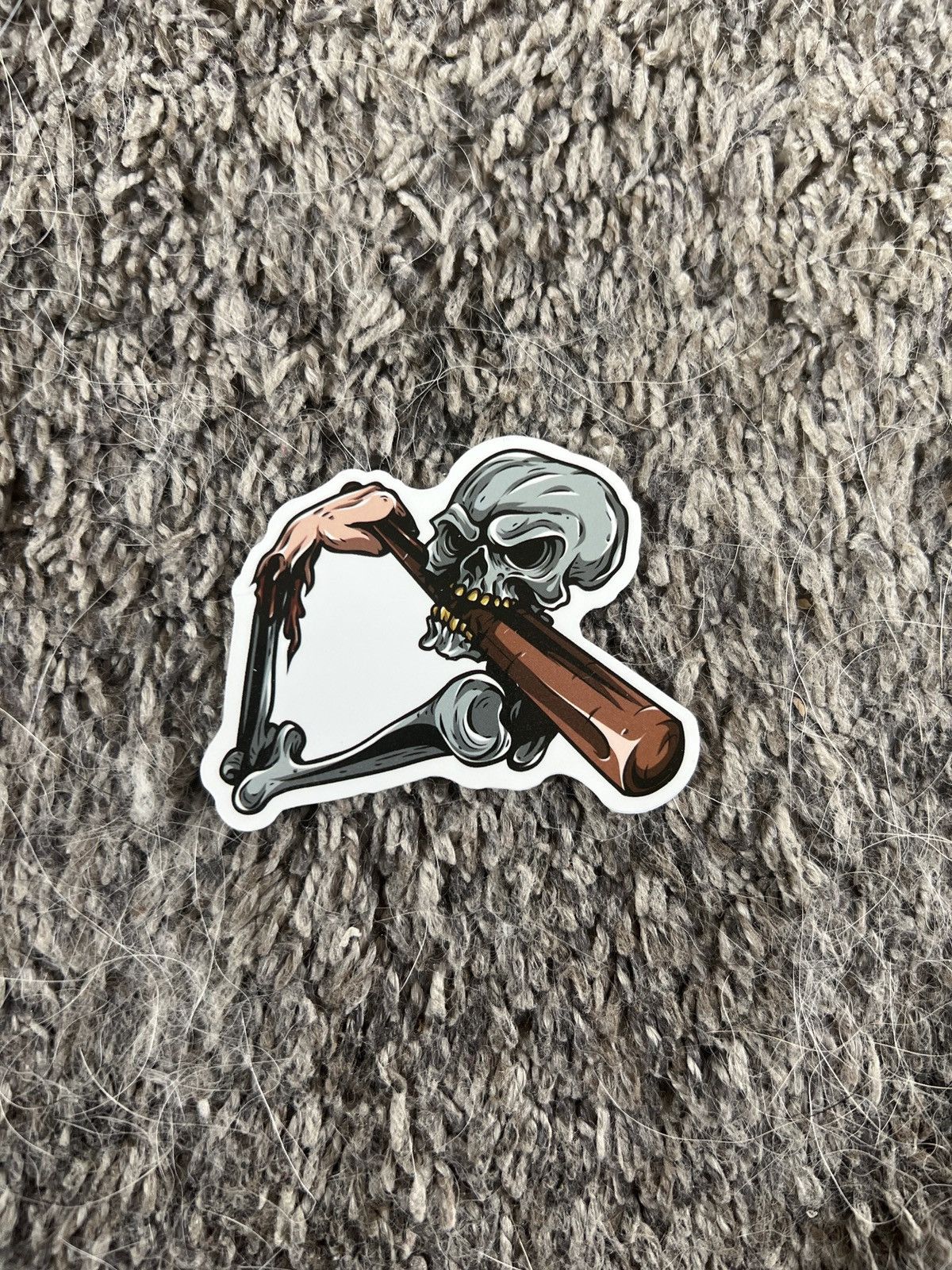Hypebeast Skeleton Biting Baseball Bat Sticker Size ONE SIZE - 1 Thumbnail