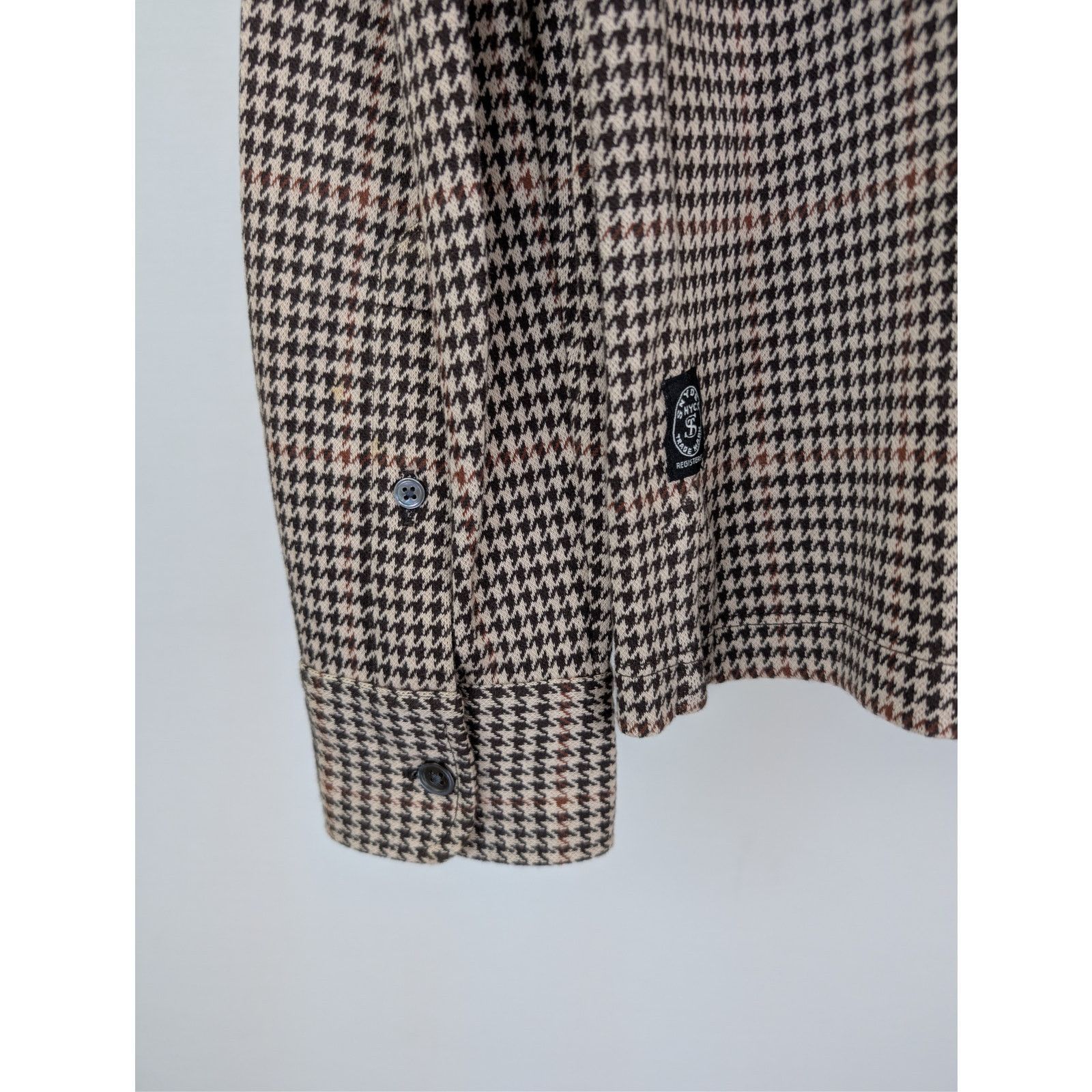 Todd Snyder o1rshd1 CC20 Houndstooth Double Knit Polo Shirt Saddle Brown Size US S / EU 44-46 / 1 - 13 Thumbnail