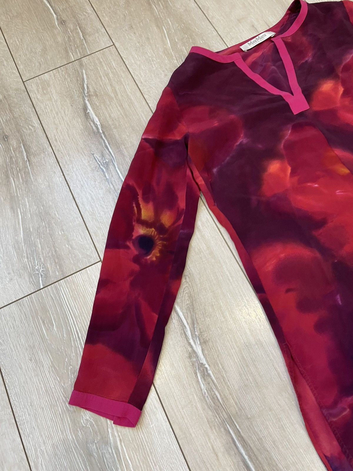 Max Mara × Vintage Max Mara Floral silk blouse Size M / US 6-8 / IT 42-44 - 4 Thumbnail