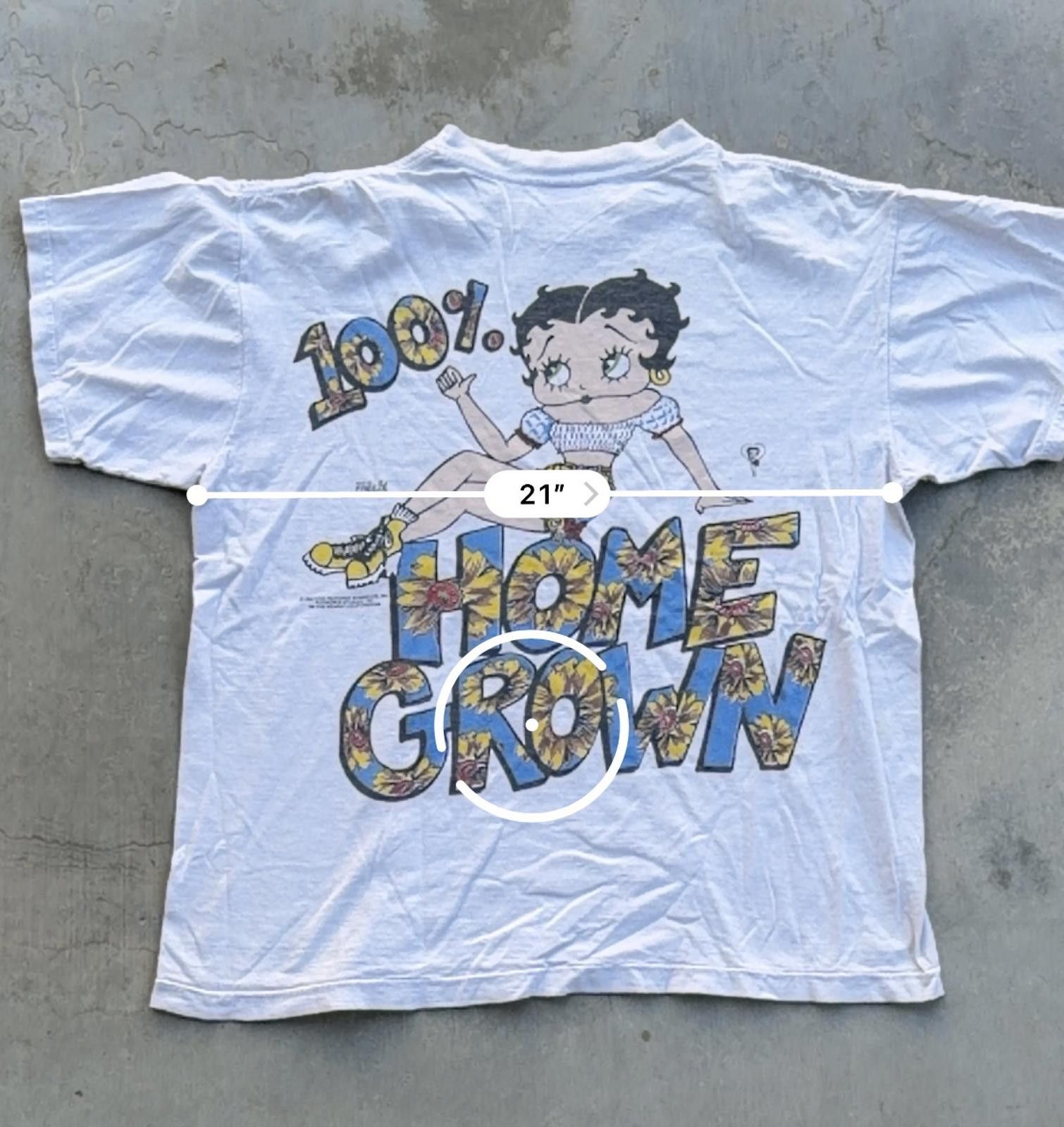 Tultex Vintage 1994 Betty Boop “100% Home Grown” All Over Print Tee Size US L / EU 52-54 / 3 - 7 Thumbnail
