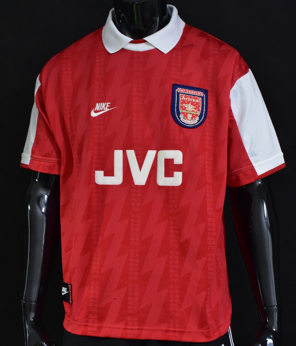 Nike GUNNERS 1995-96 NIKE ARSENAL FC Home Football Shirt (SIZE L) Size US L / EU 52-54 / 3 - 1 Thumbnail