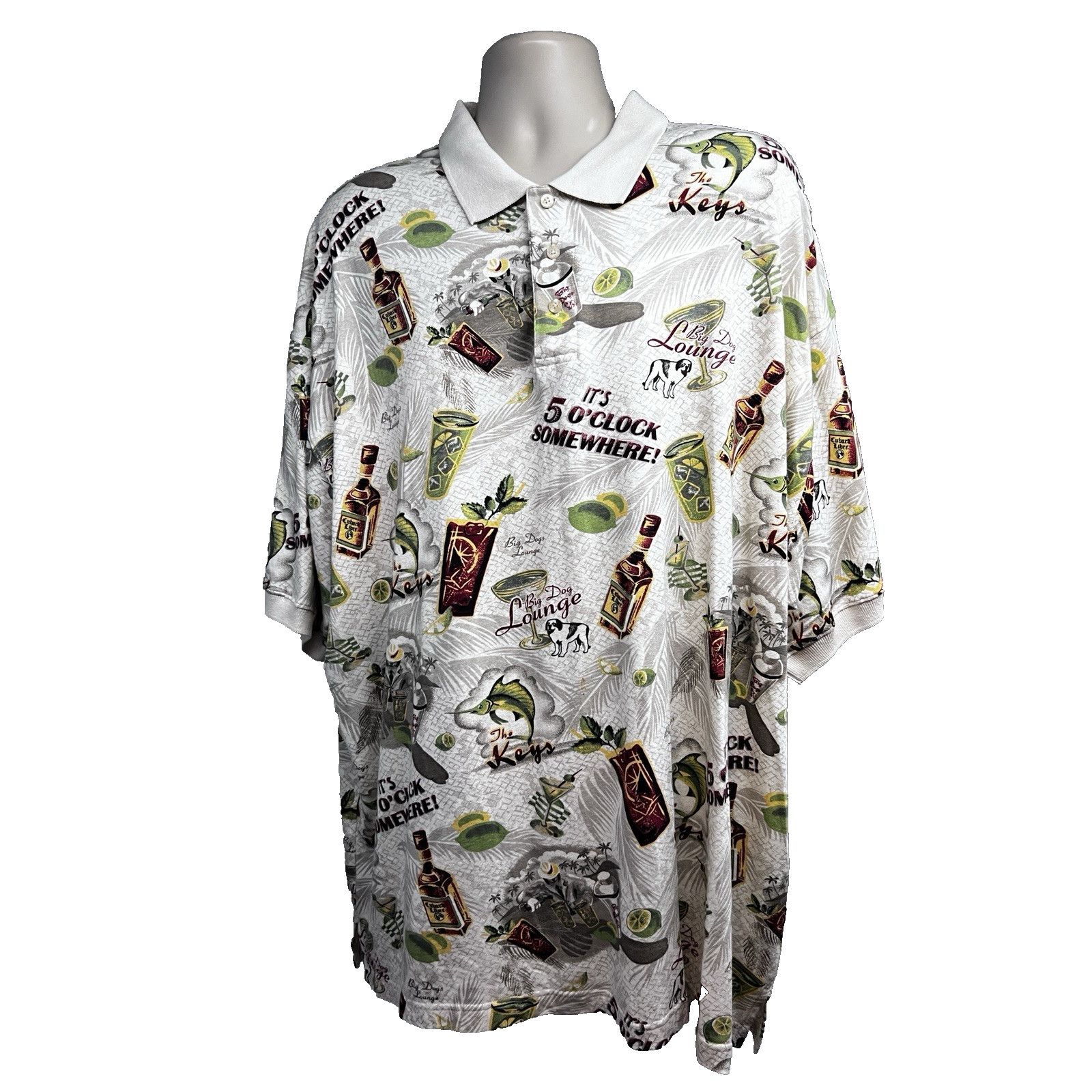 Big Dogs Big Dogs All Over Print Polo Shirt Mens 3X Tiki Cocktails Size US XXL / EU 58 / 5 - 1 Thumbnail