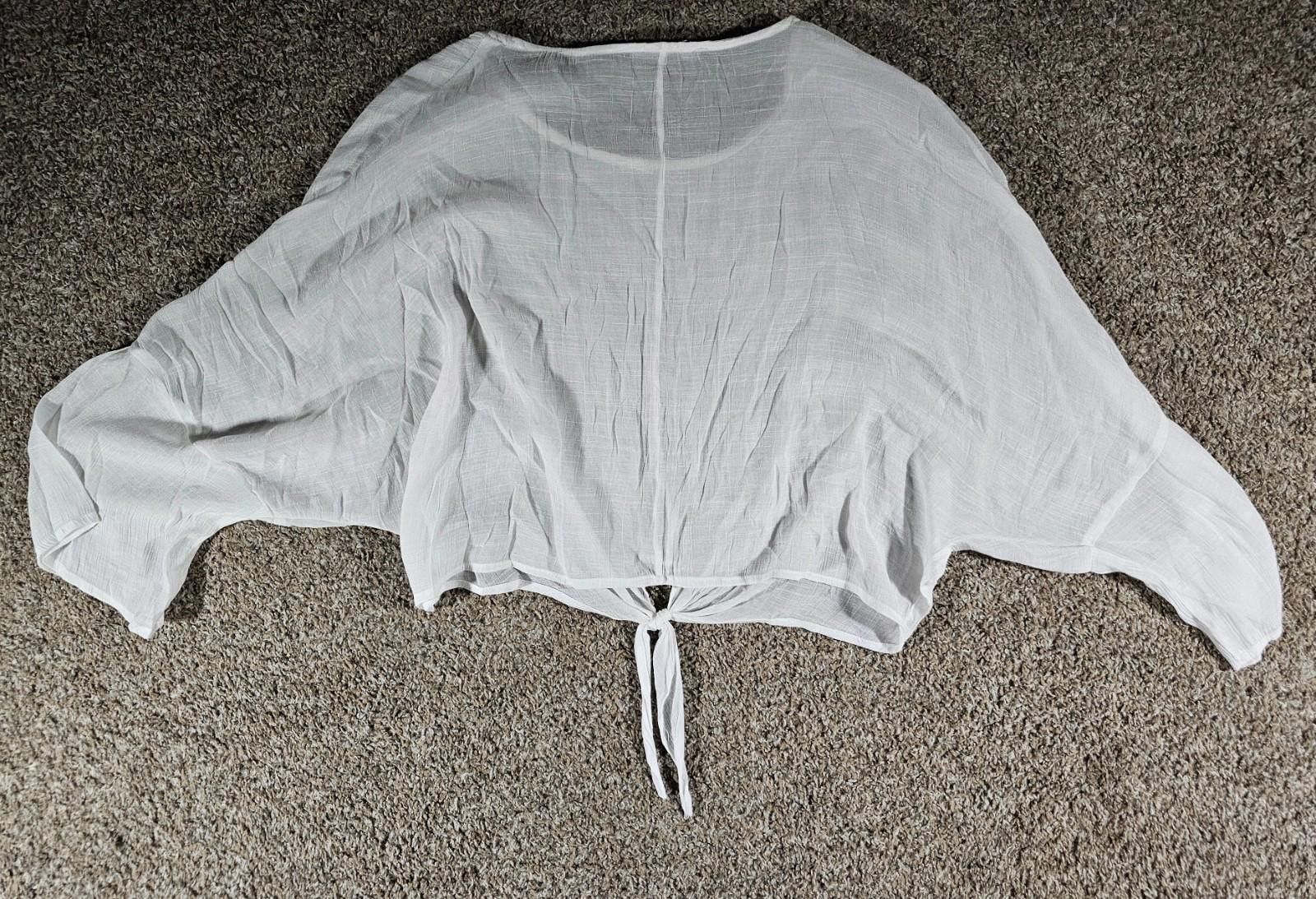 Ellesse Ella Blue Tie Blouse White Medium Size M / US 6-8 / IT 42-44 - 4 Thumbnail