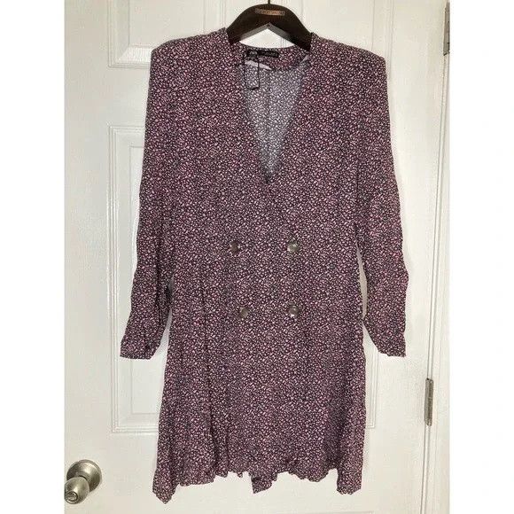 Zara Zara double breasted floral ditsy long sleeve romper Size L / US 10 / IT 46 - 1 Thumbnail