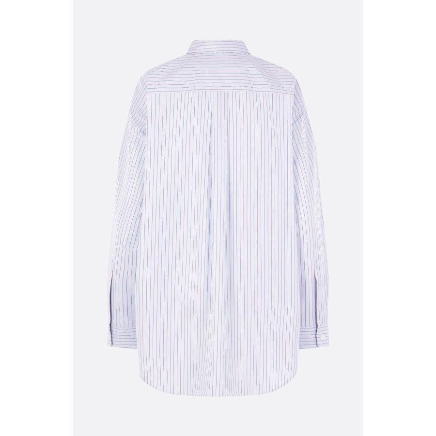 Prada PRADA Blue Herringbone Cotton Striped Oversized Blouse New & Size XS / US 0-2 / IT 36-38 - 2 Thumbnail