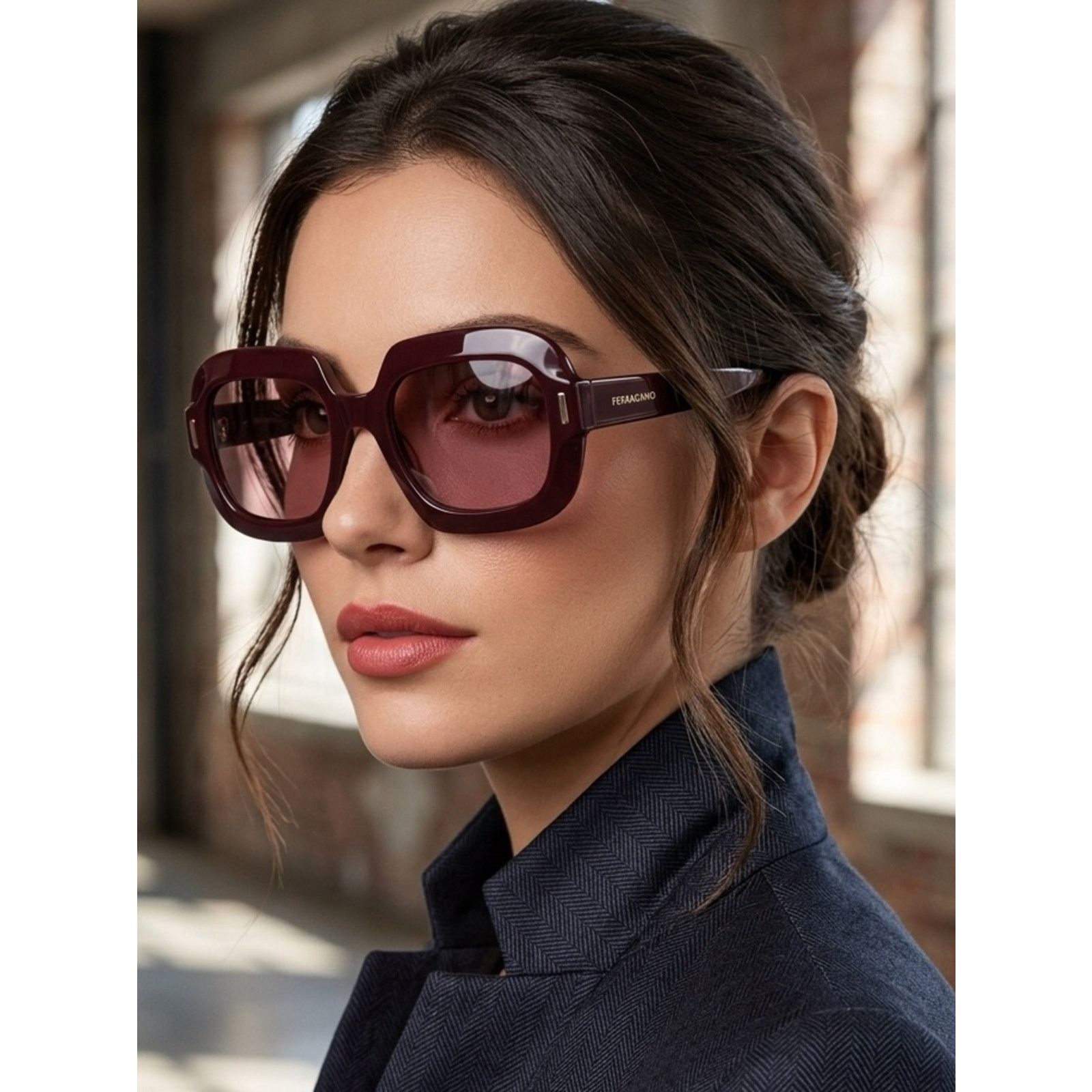 Salvatore Ferragamo New Salvatore Ferragamo SF2068SE 606 Women's Burgundy Size ONE SIZE - 5 Thumbnail