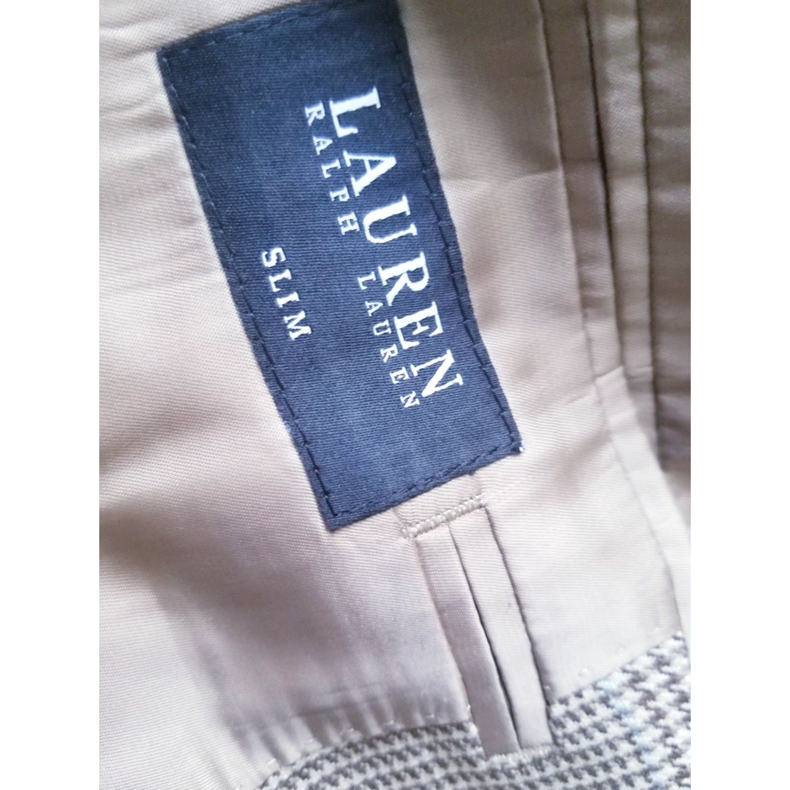 Ralph Lauren Sport Coat Jacket Blazer 48R Slim Silk Wool Linen Glen Plaid Tweed Notch Lapel Two Button Single-Breasted Men Vintage: No