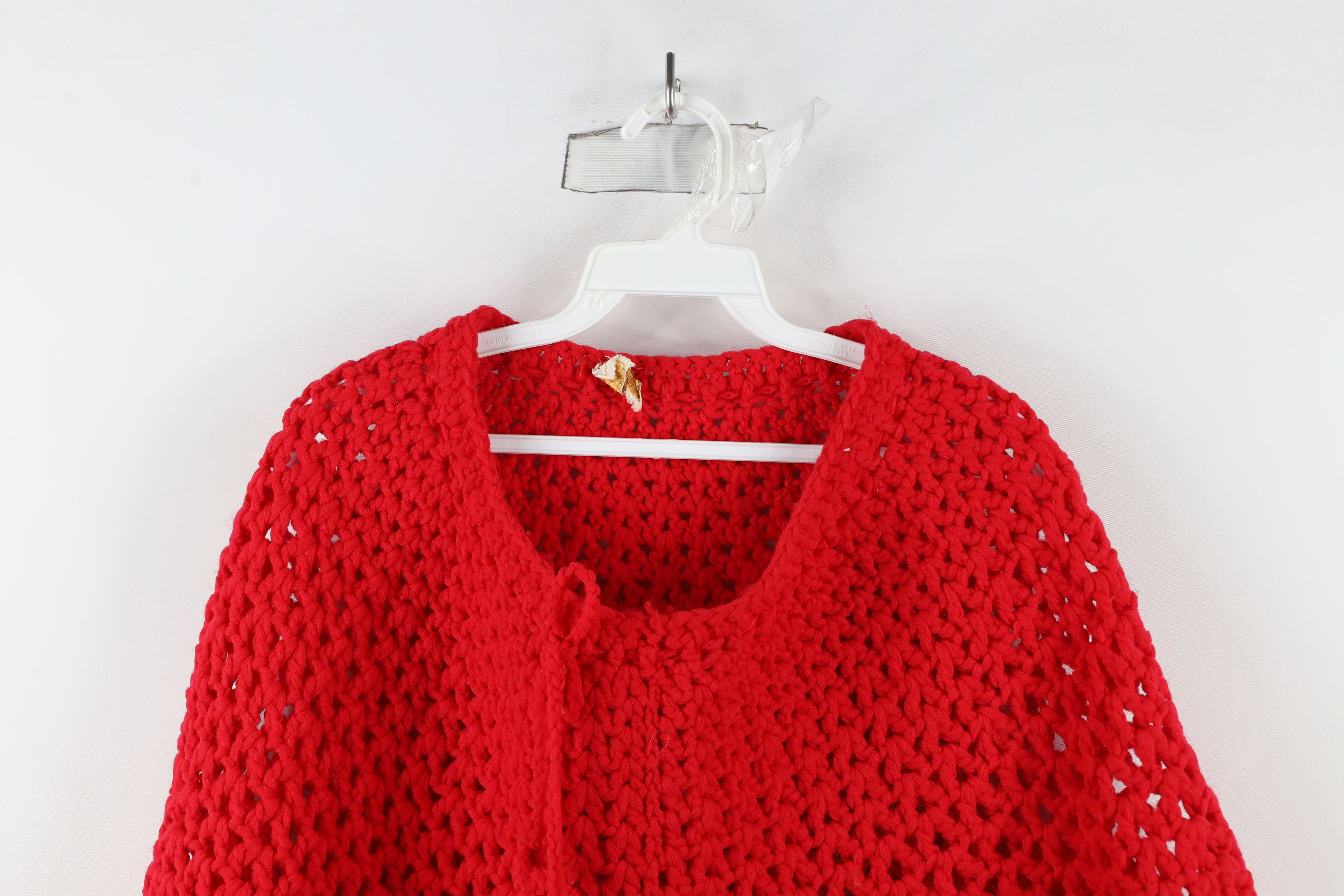 Vintage Vintage 60s 70s Streetwear Fringed Poncho Sweater USA Size ONE SIZE - 2 Thumbnail