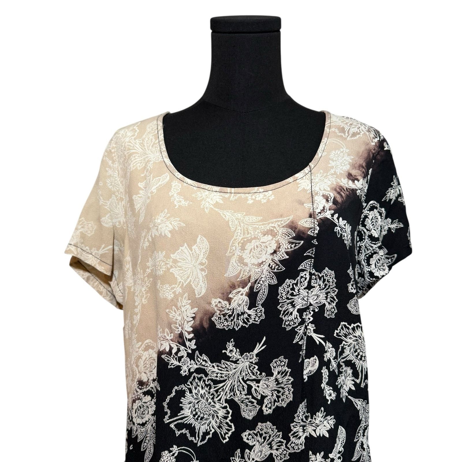Other Citron Shift Dress Short Sleeve Pattern Print Dip Dyed Large Size L / US 10 / IT 46 - 2 Thumbnail