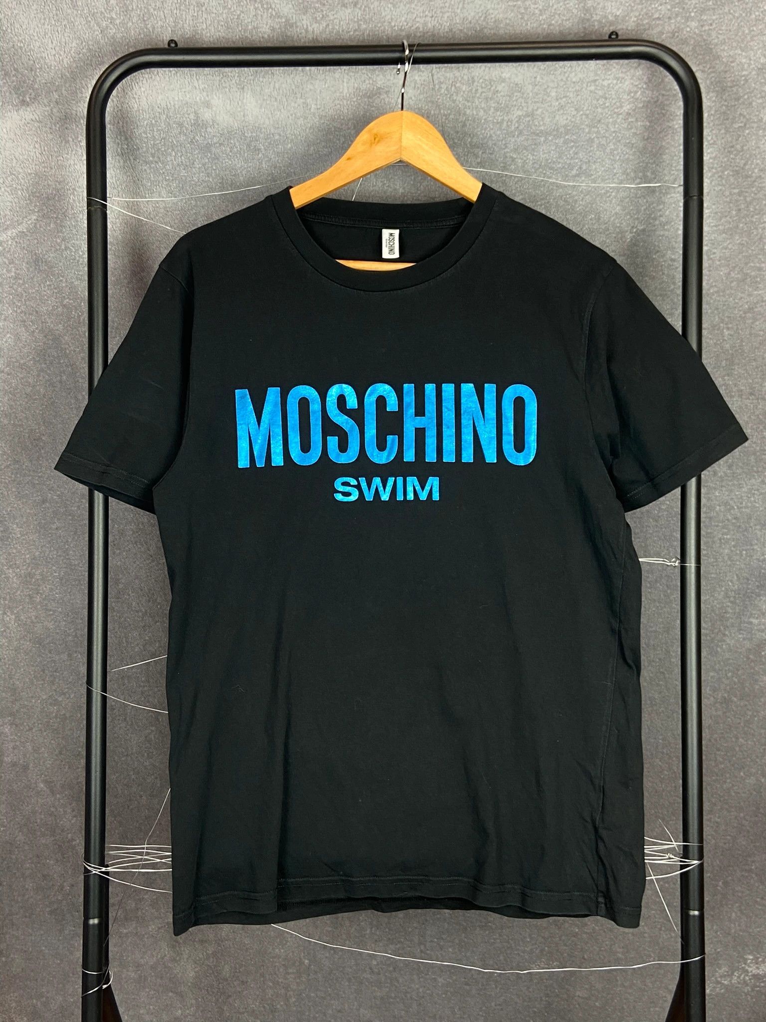 Moschino Moschino Swim Black Tee – Bold Blue Logo (L) Size US L / EU 52-54 / 3 - 1 Thumbnail