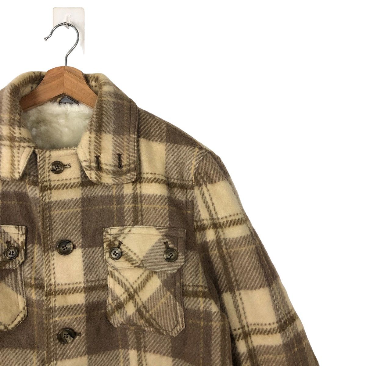 Flannel 🔥VINTAGE FLANNEL JACKET TARTAN DESIGN WOOL MINK FUR LINING Size US L / EU 52-54 / 3 - 5 Thumbnail