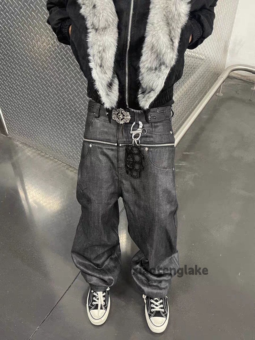 Jean Custom erd vetements style double waist baggy loose jeans Size US 32 / EU 48 - 1 Thumbnail