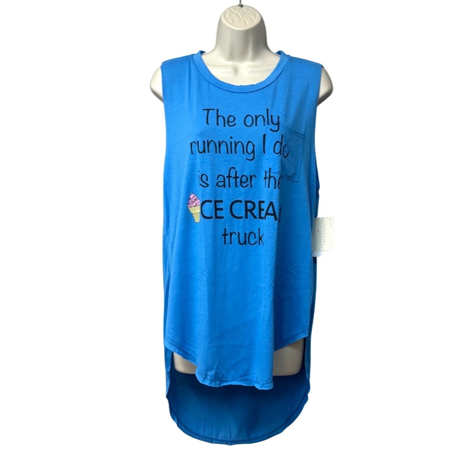 Other Rebellious One Junior's High Low Graphic Tank Top, Neon Blu Size L / US 10 / IT 46 - 4 Thumbnail