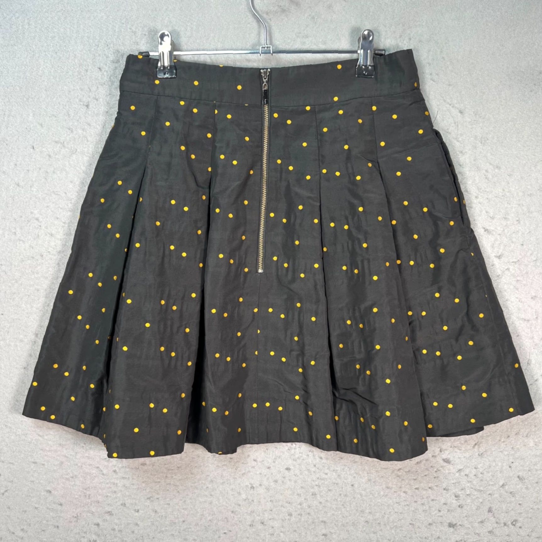Vintage Cue Australia Womens Skirt Short A-Line Polka Dot Black & Yellow Size 8 Vintage No (Used) Size 30" / US 8 / IT 44 - 2 Thumbnail