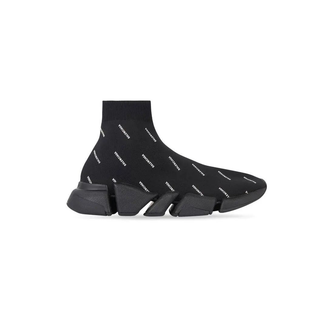 Balenciaga o1w1db11225 Speed 2.0 Recycled Knit Sneakers in Black/White Size US 15 / EU 48 - 1 Thumbnail