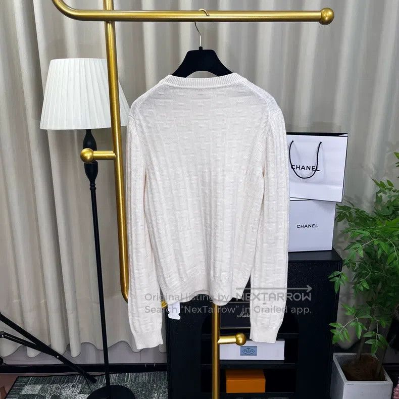 Hermes Hermes White Printed Logo Knit Sweater Size XS / US 0-2 / IT 36-38 - 5 Thumbnail