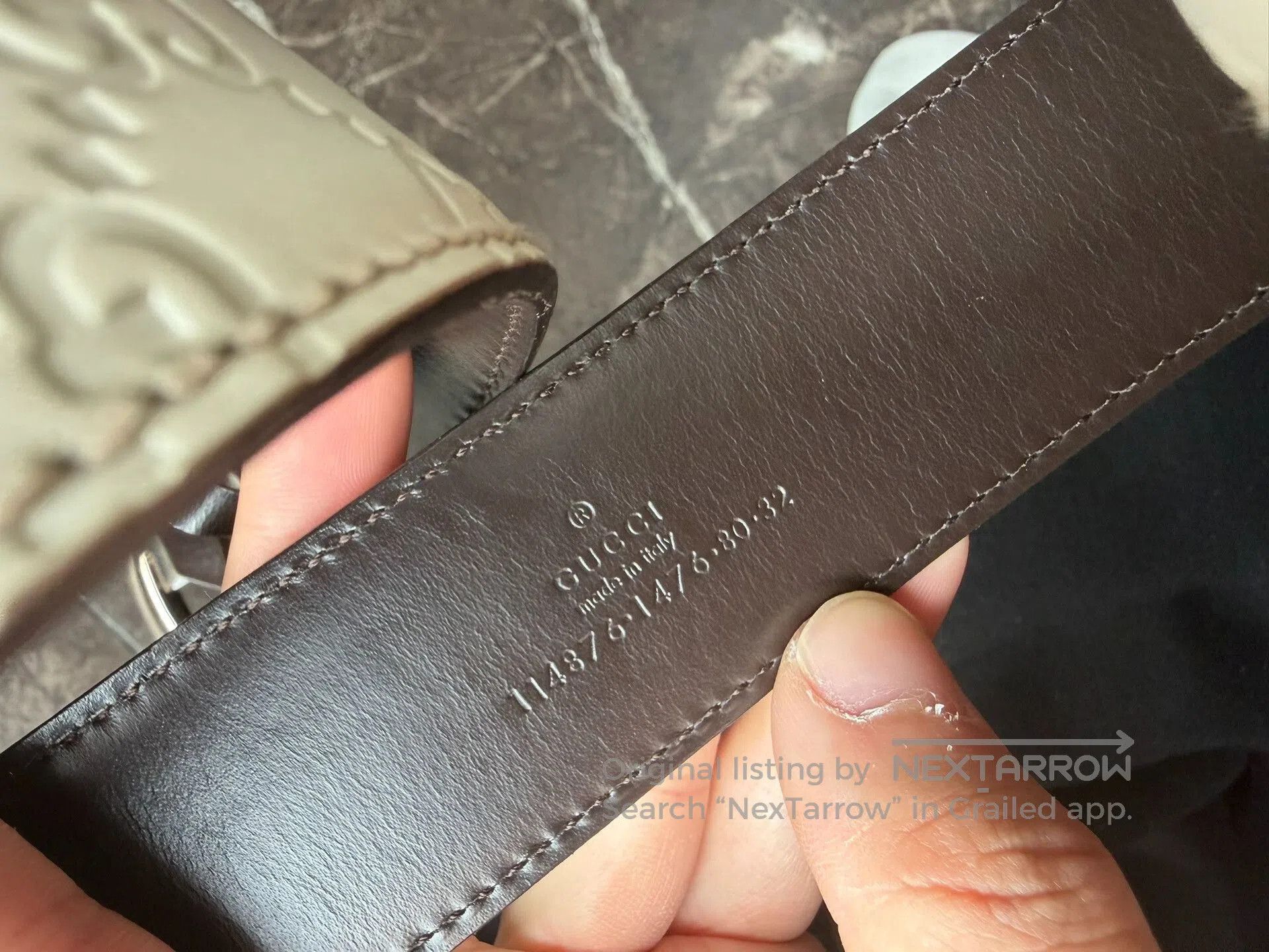 Gucci Gucci Carved White Leather Belt. Size ONE SIZE - 7 Thumbnail