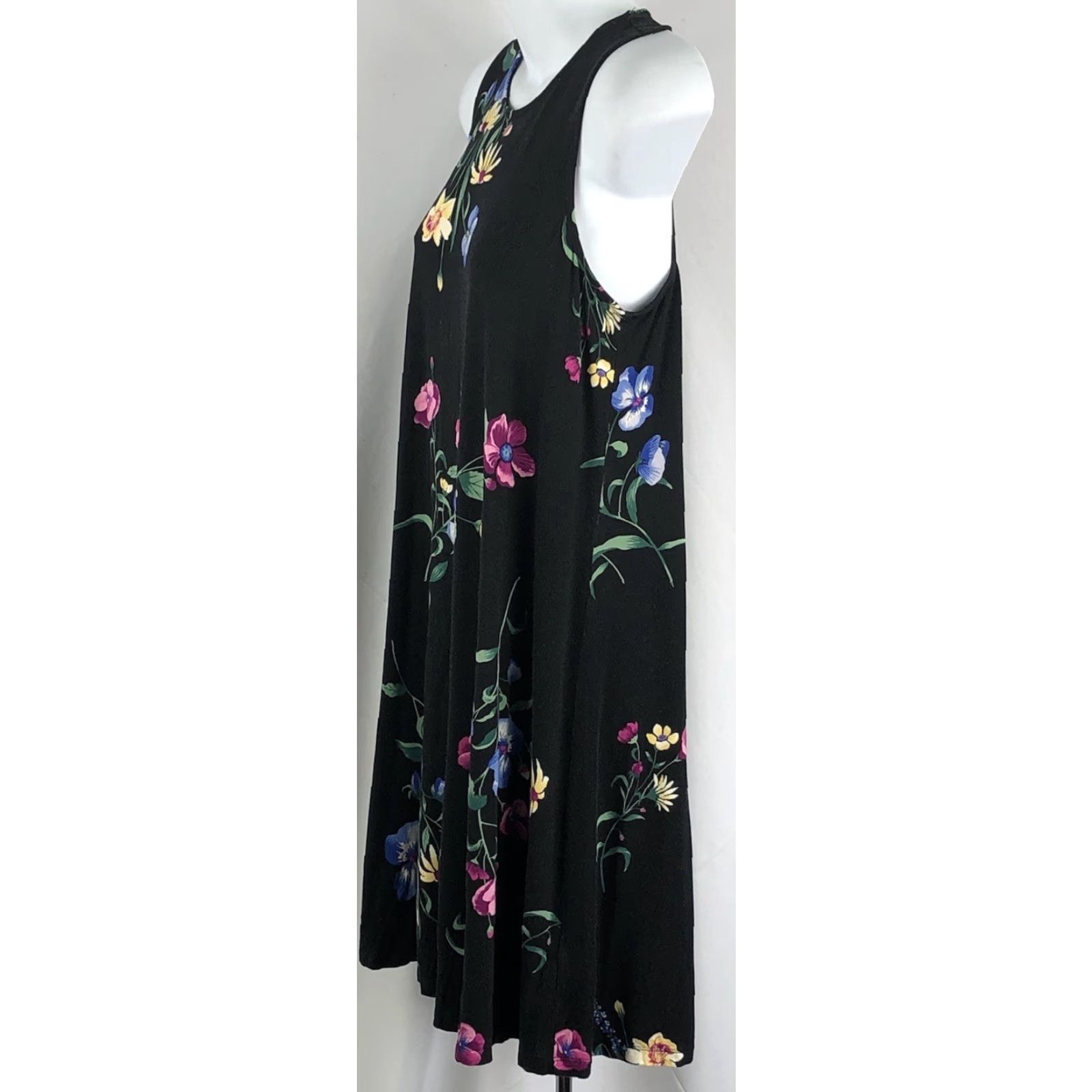 Old Navy VINTAGE Old Navy Slip Dress Women's S Black Floral Knee Length Sleeveless A Line 90s Y2K Dress Size S / US 4 / IT 40 - 2 Thumbnail