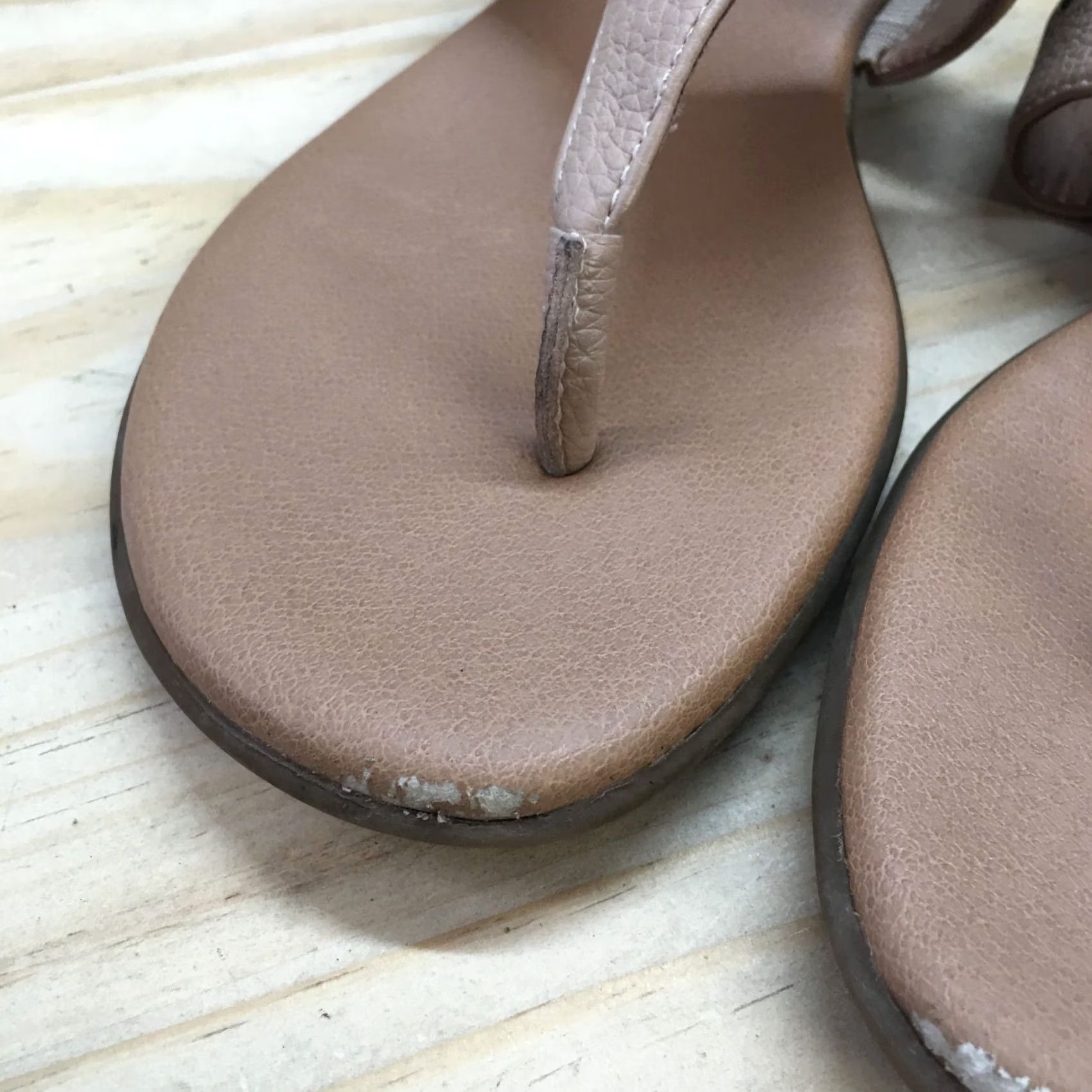 Vintage Aerosoles Sandals Womens 9 M Thong Slingback Beige Faux Leather Size US 9 / IT 39 - 5 Thumbnail