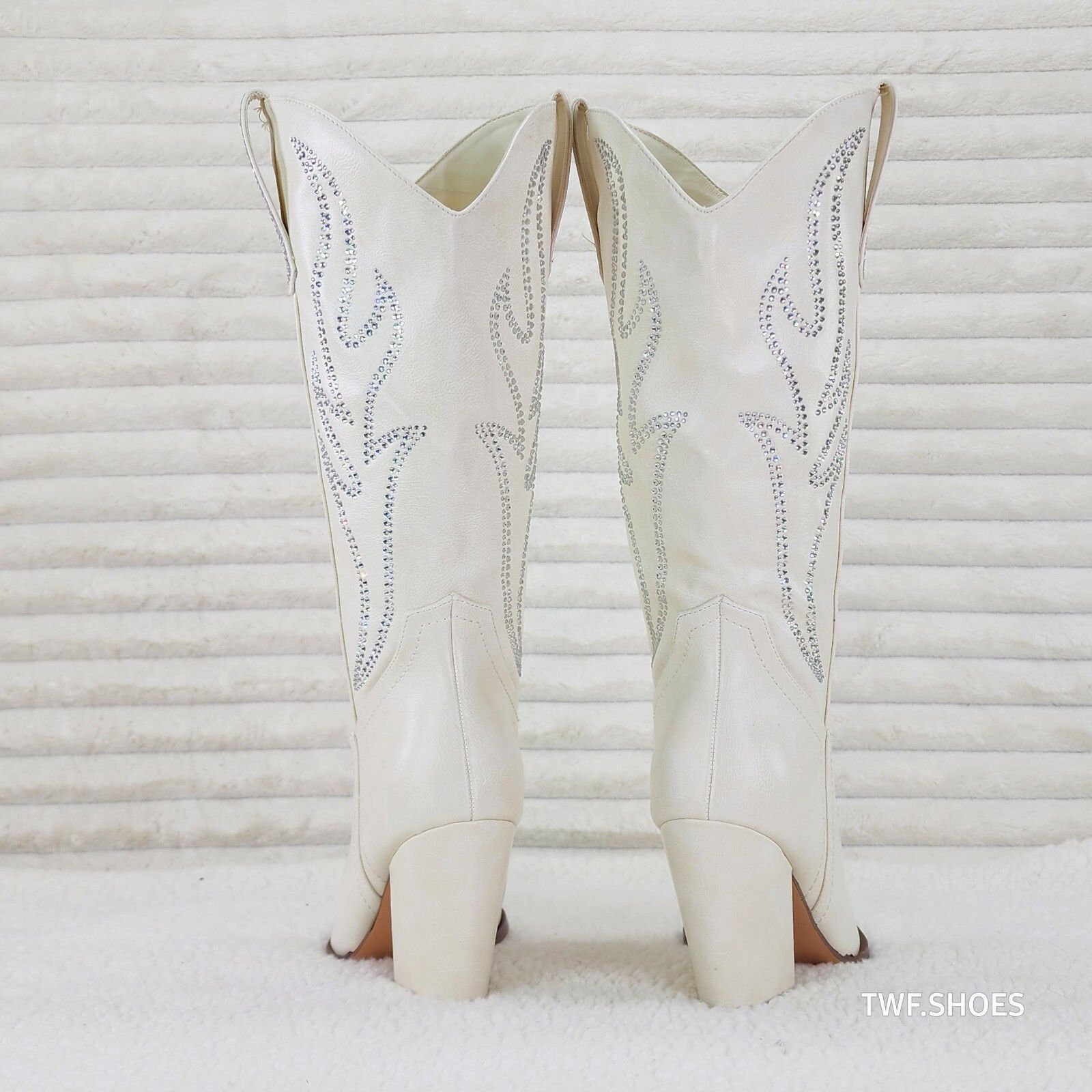 Other So Me Mileage Cream Ivory Rhinestone Design Western Cowgirl Size US 6.5 / IT 36.5 - 5 Thumbnail