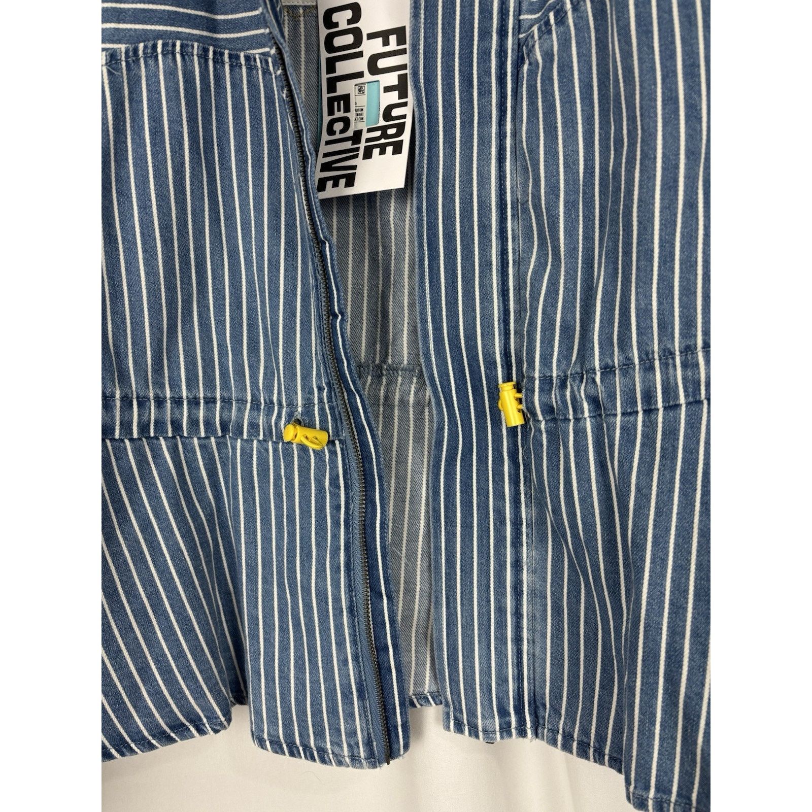 Target Basics NWT Future Collective Blue White Striped Denim Jacket XXS Size M / US 6-8 / IT 42-44 - 2 Thumbnail