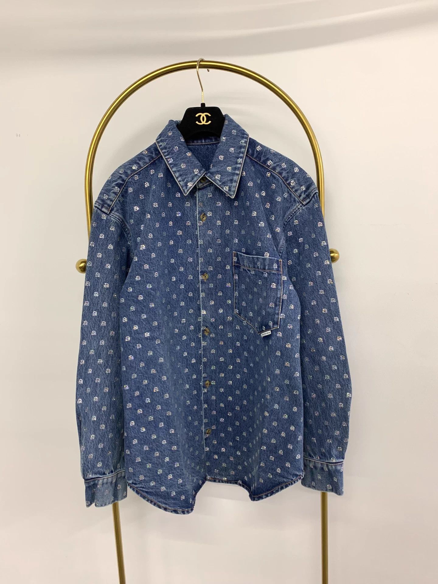 Alexander Wang Alexander Wang Blue Crystal Logo Overshirt XS Unisex Size US XS / EU 42 / 0 - 1 Thumbnail