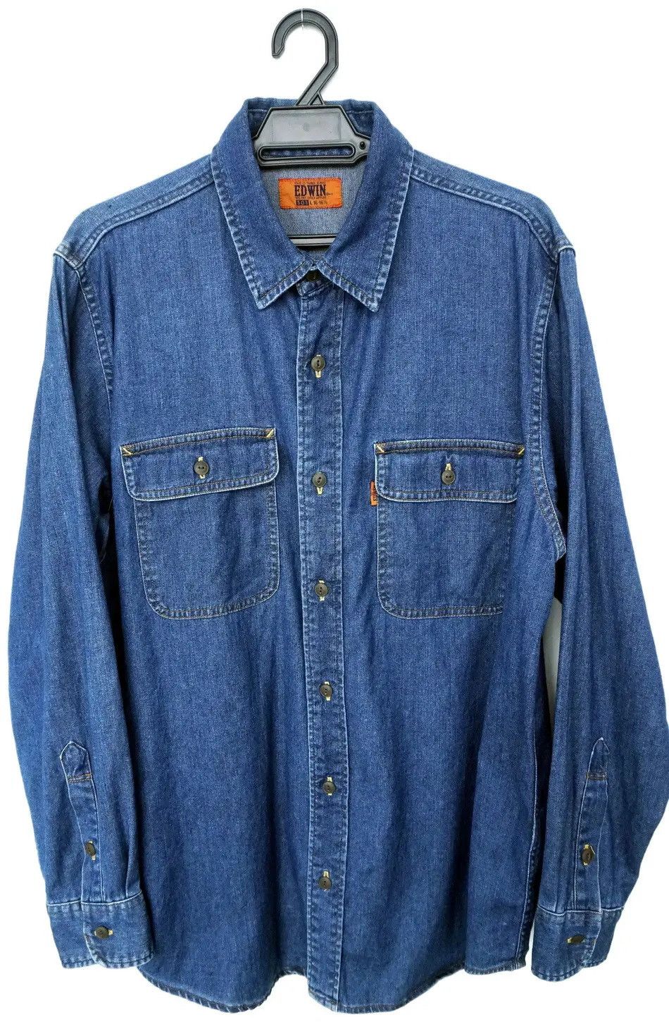 Edwin 🔥Vintage EDWIN 503 Orange Tab Long Sleeve Denim Shirt Size US L / EU 52-54 / 3 - 1 Thumbnail