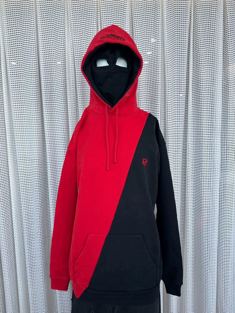 Vetements Black and Red Thick Balaclava Hoodie
