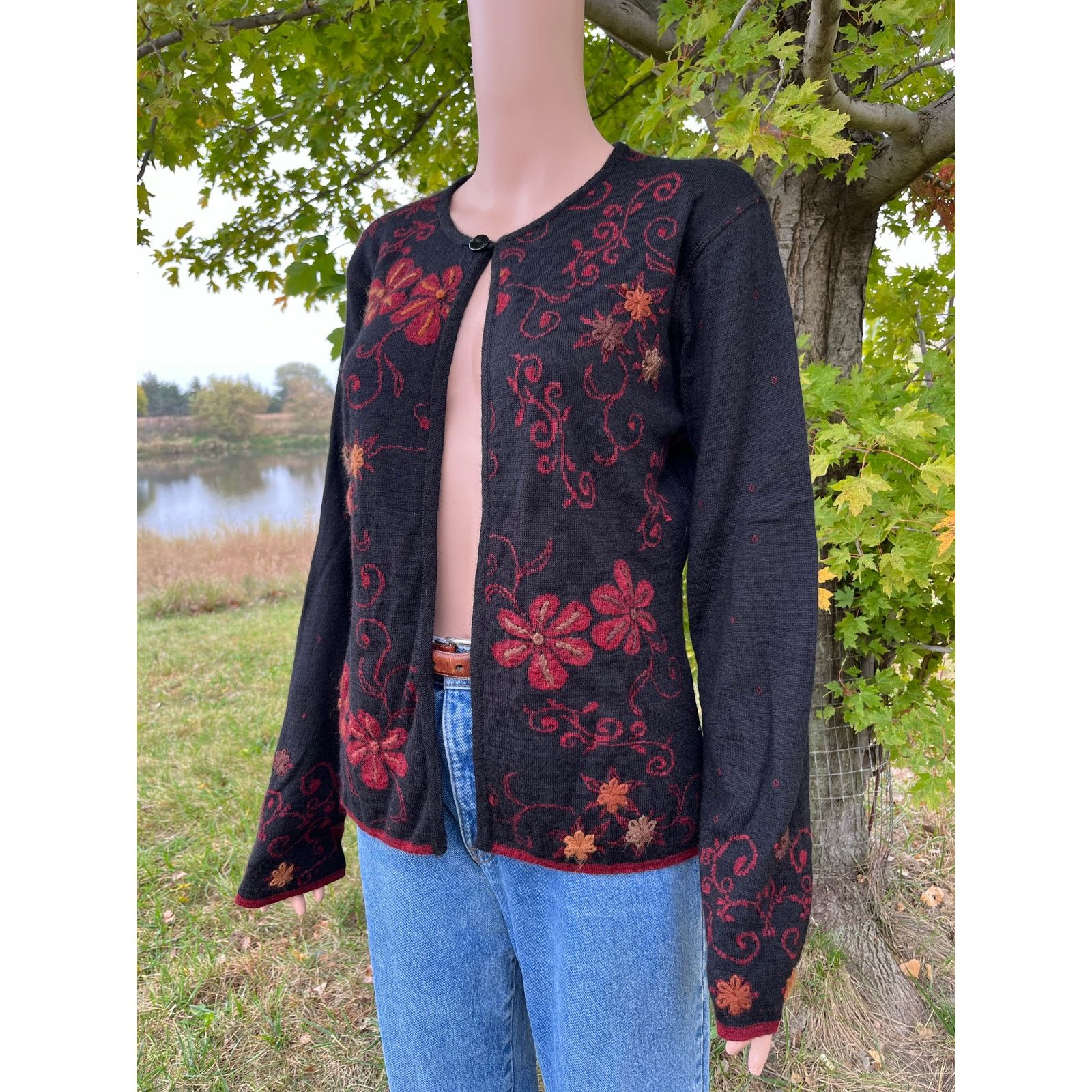 Other Alpaca Meadows Reversible Floral One Button Cardigan Size M / US 6-8 / IT 42-44 - 5 Thumbnail