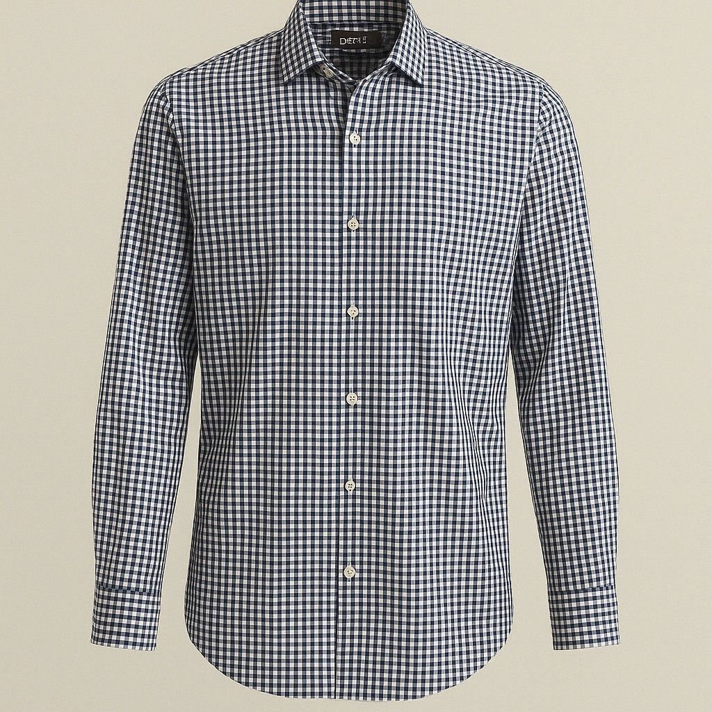 Bar III Bar III Slim Fit Stretch Gingham Shirt – Blue Size US S / EU 44-46 / 1 - 1 Thumbnail