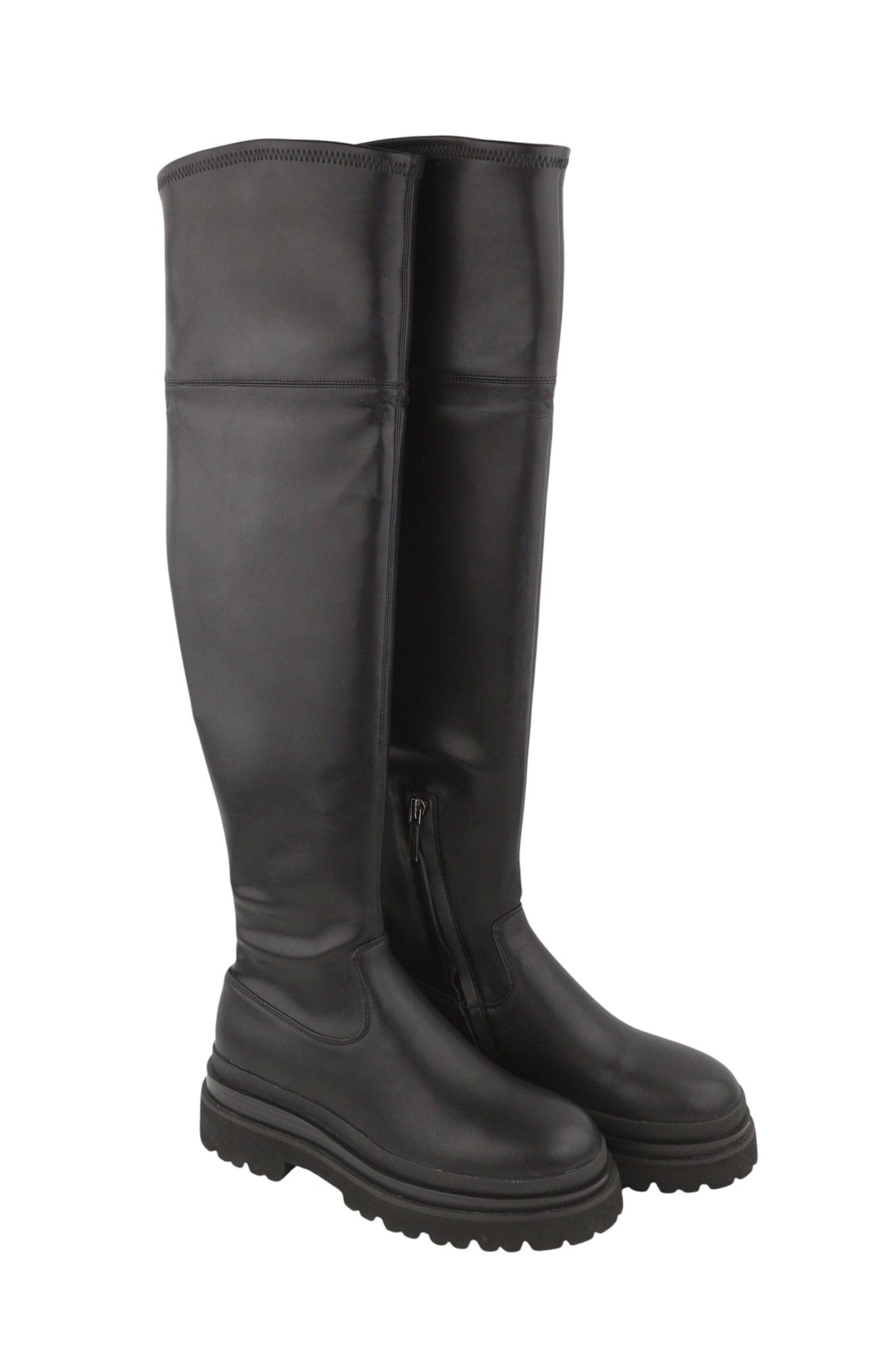 Other LOLA CRUZ AMALIA EU37 Black Leather Chunky Lug Rubber 87540 Size US 6 / IT 36 - 2 Thumbnail