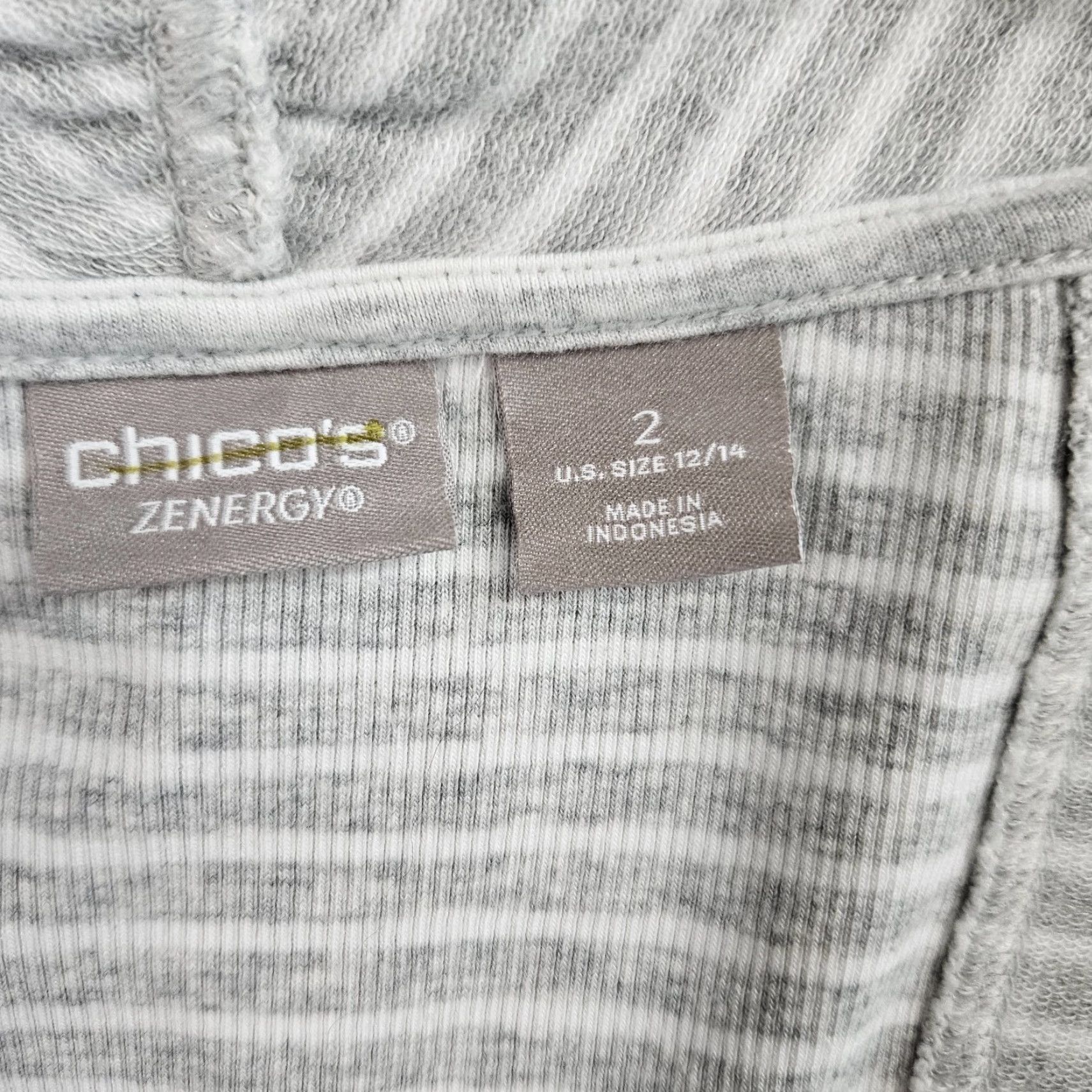 Vintage Chico's Zenergy Cardigan Womens Striped Open Front Cotton Blend L Gray Cardi Girls/ Womens Size L / US 10 / IT 46 - 6 Thumbnail