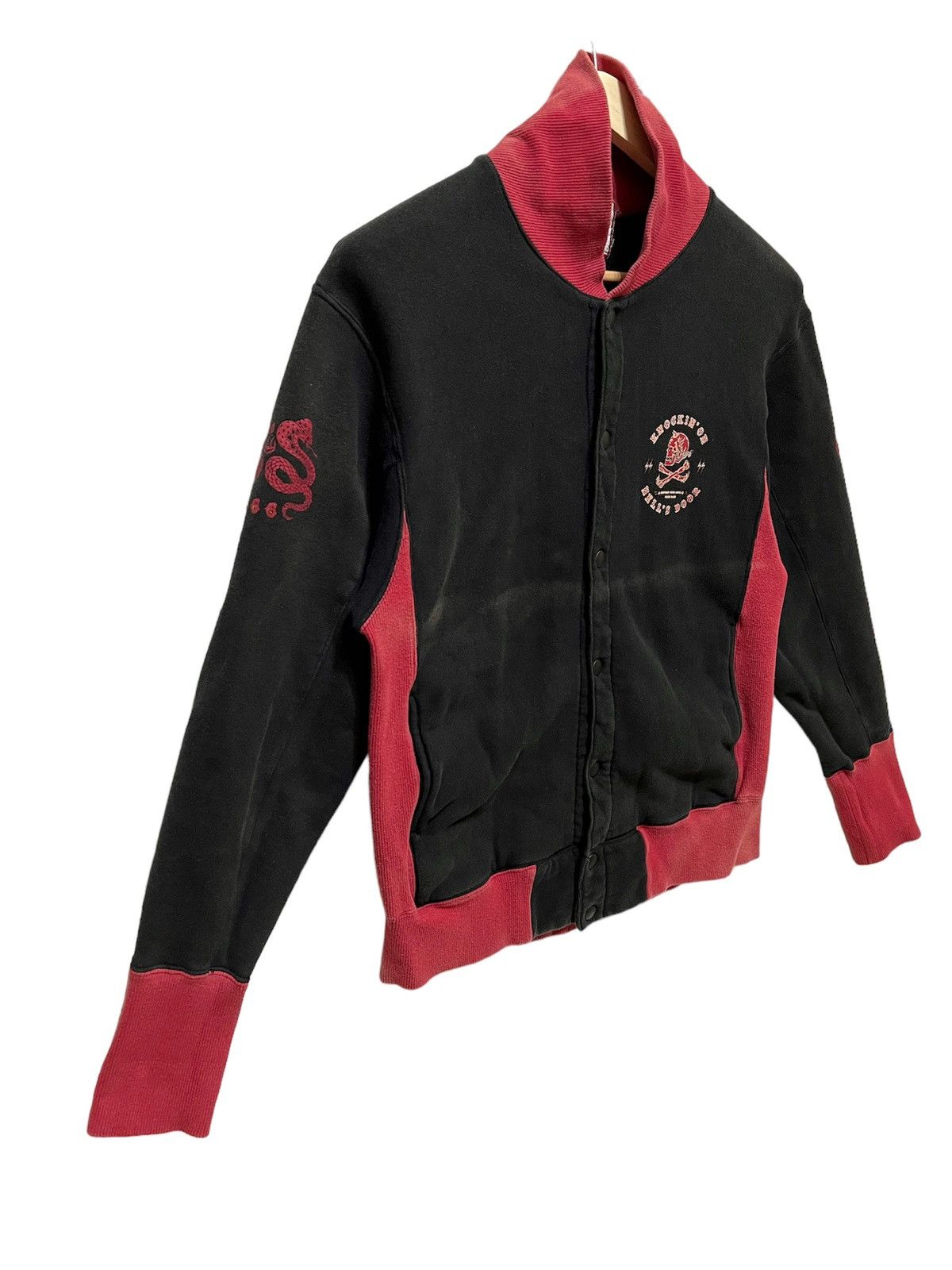Japanese Brand × Vintage Vintage Knockin On Hell Door Sunfaded Punk Zip Up Sweater Size US M / EU 48-50 / 2 - 3 Thumbnail