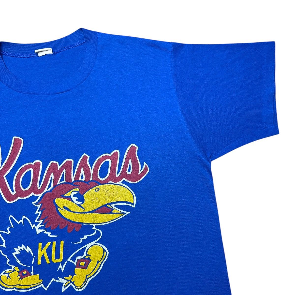 NCAA 1980s NCAA Kansas Jayhawks Spell Out Mascot Graphic T-Shirt Size US L / EU 52-54 / 3 - 6 Thumbnail