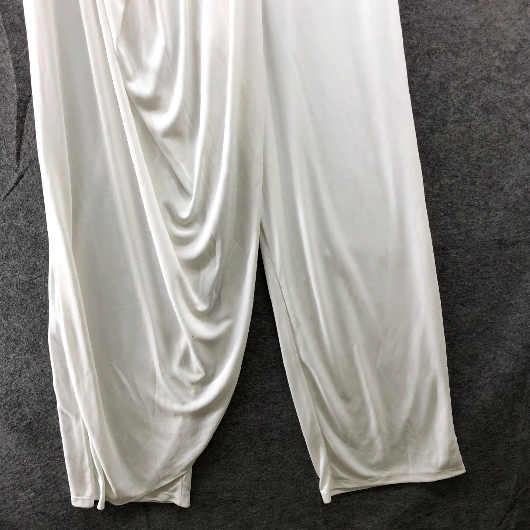 Zara Zara High Waisted Drape Front Pants Womens S White Wide Leg Pull On Stretchy Size 28" / US 6 / IT 42 - 4 Thumbnail