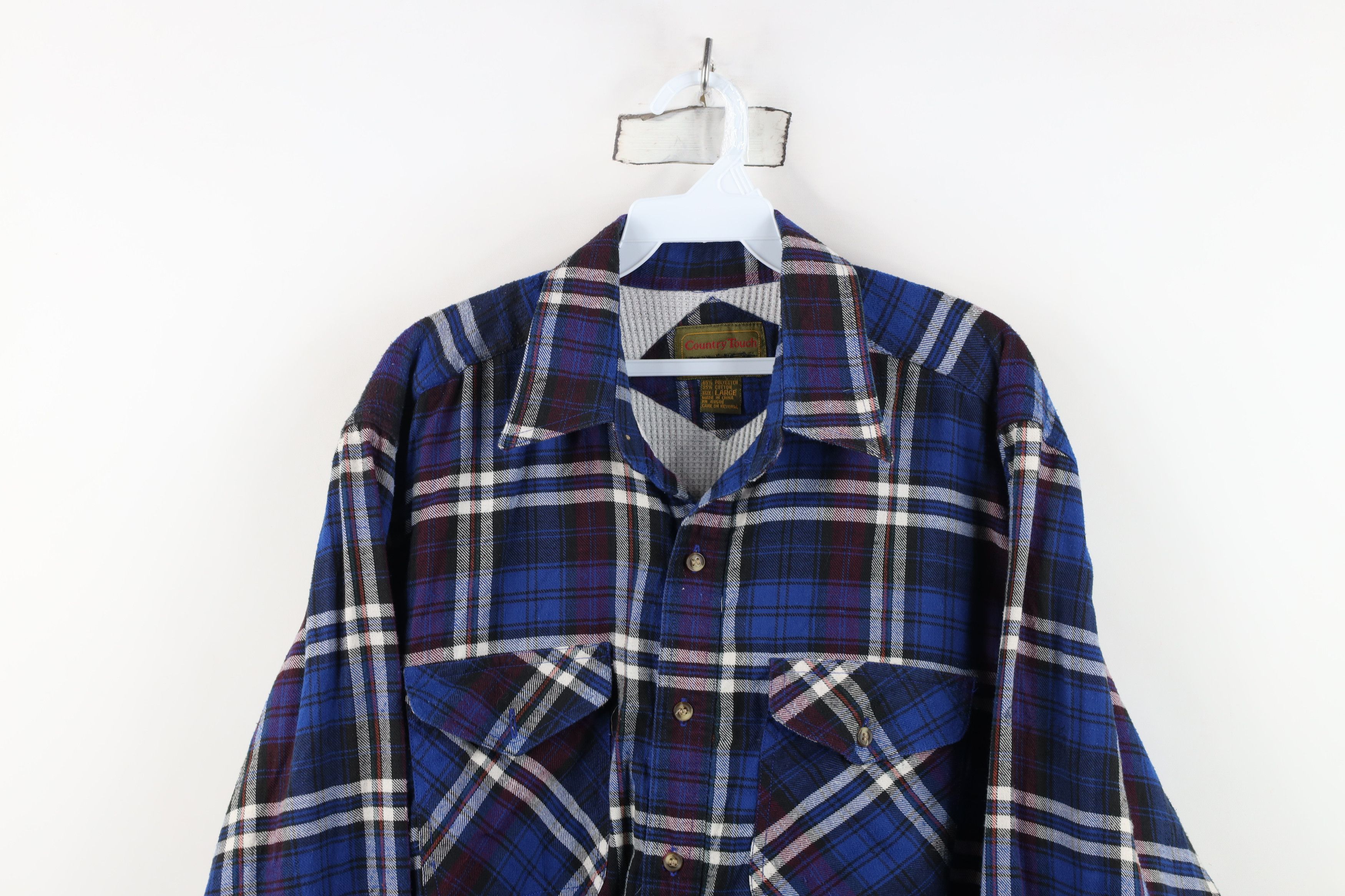 Vintage Vintage 70s 80s Streetwear Knit Flannel Button Shirt Jacket Size US L / EU 52-54 / 3 - 2 Thumbnail