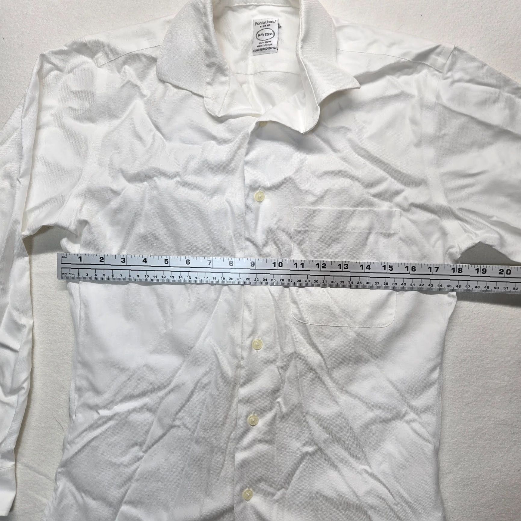 Pronto Uomo Pronto Uomo Shirt Dress Shirt Slim Non-Iron White 14.5 32/33 Mens Size 40R - 4 Thumbnail