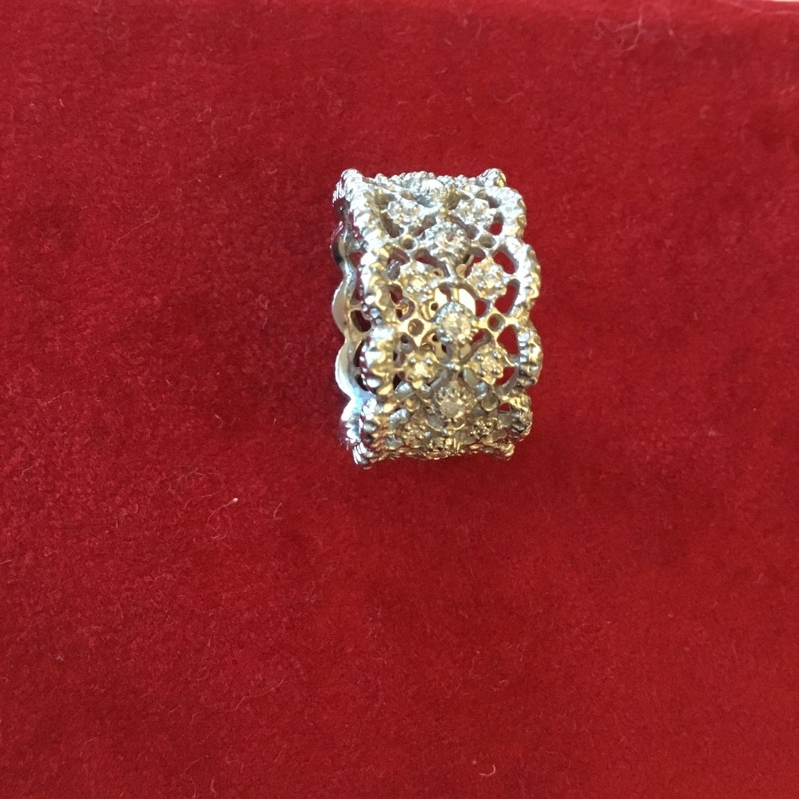 Other Sterling Silver Elegant Three-Row Crystal Ring Size ONE SIZE - 1 Thumbnail