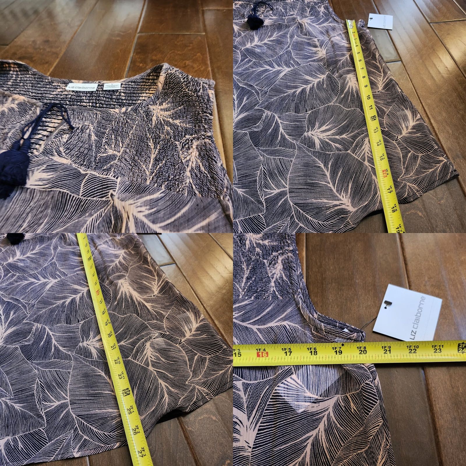 Liz Claiborne Liz Claiborne Women's Leaf Print Sleeveless Tassel Blouse & Underneath Top Sz L Size L / US 10 / IT 46 - 8 Thumbnail