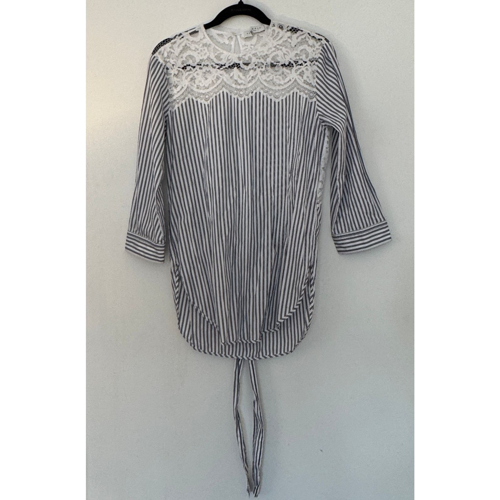 Sandro SANDRO Blue and White Striped "Blanc" Tunic/Blouse Size S / US 4 / IT 40 - 1 Thumbnail